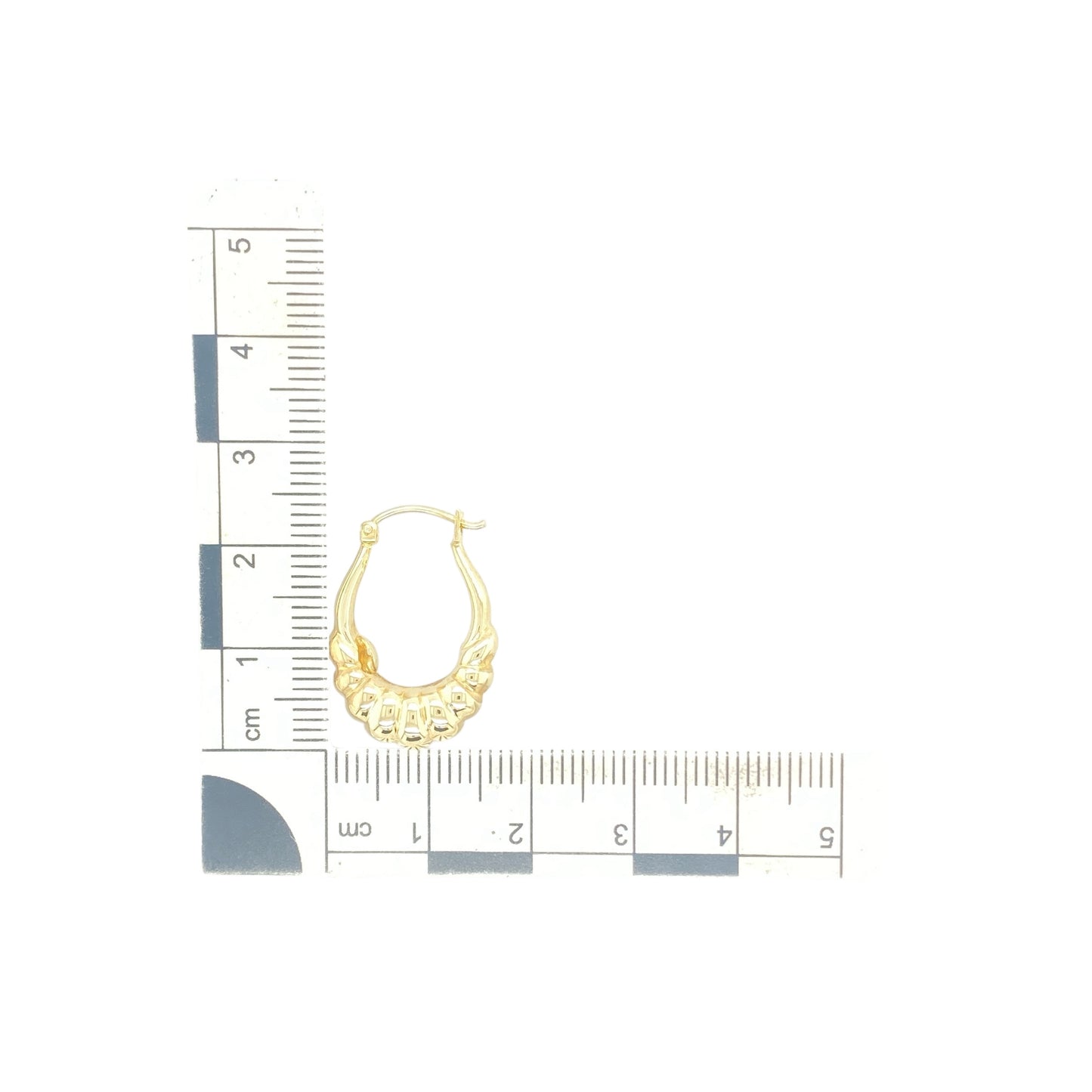 9ct Gold Bubble Style Oval Creole Earrings