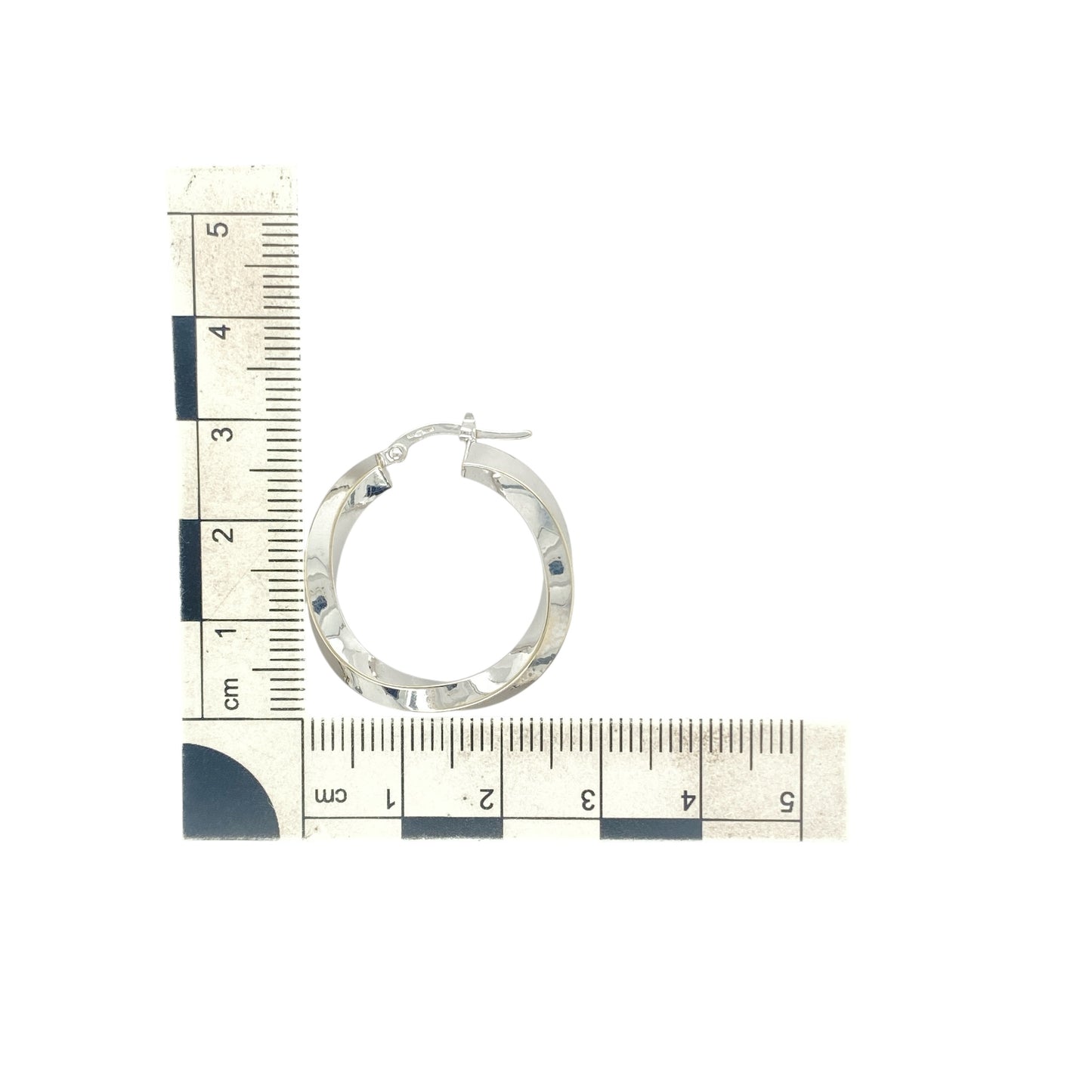 9ct White Gold Twisted Hoop Creole Earrings