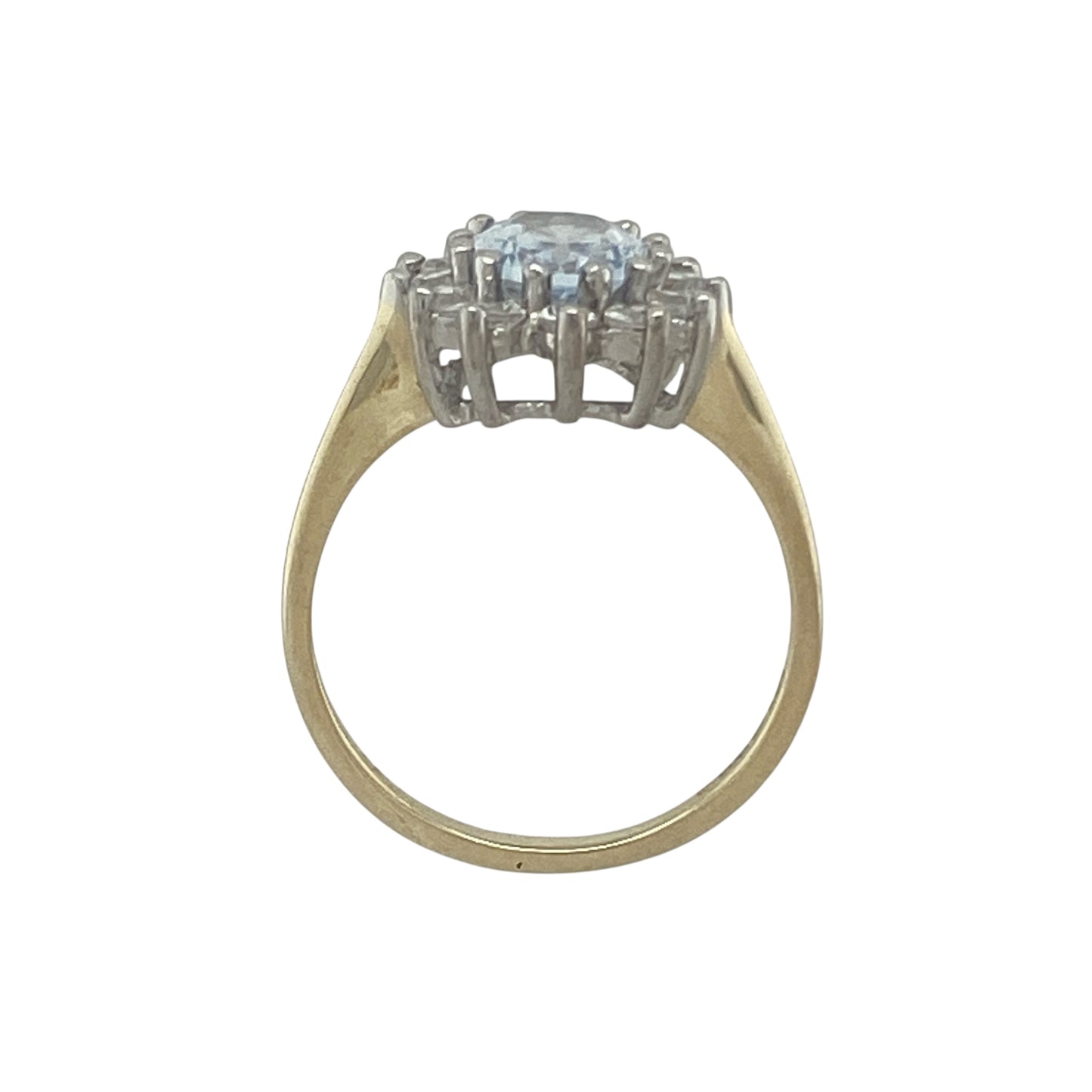 9ct Gold Aqua & Cubic Zirconia Set Cluster Ring