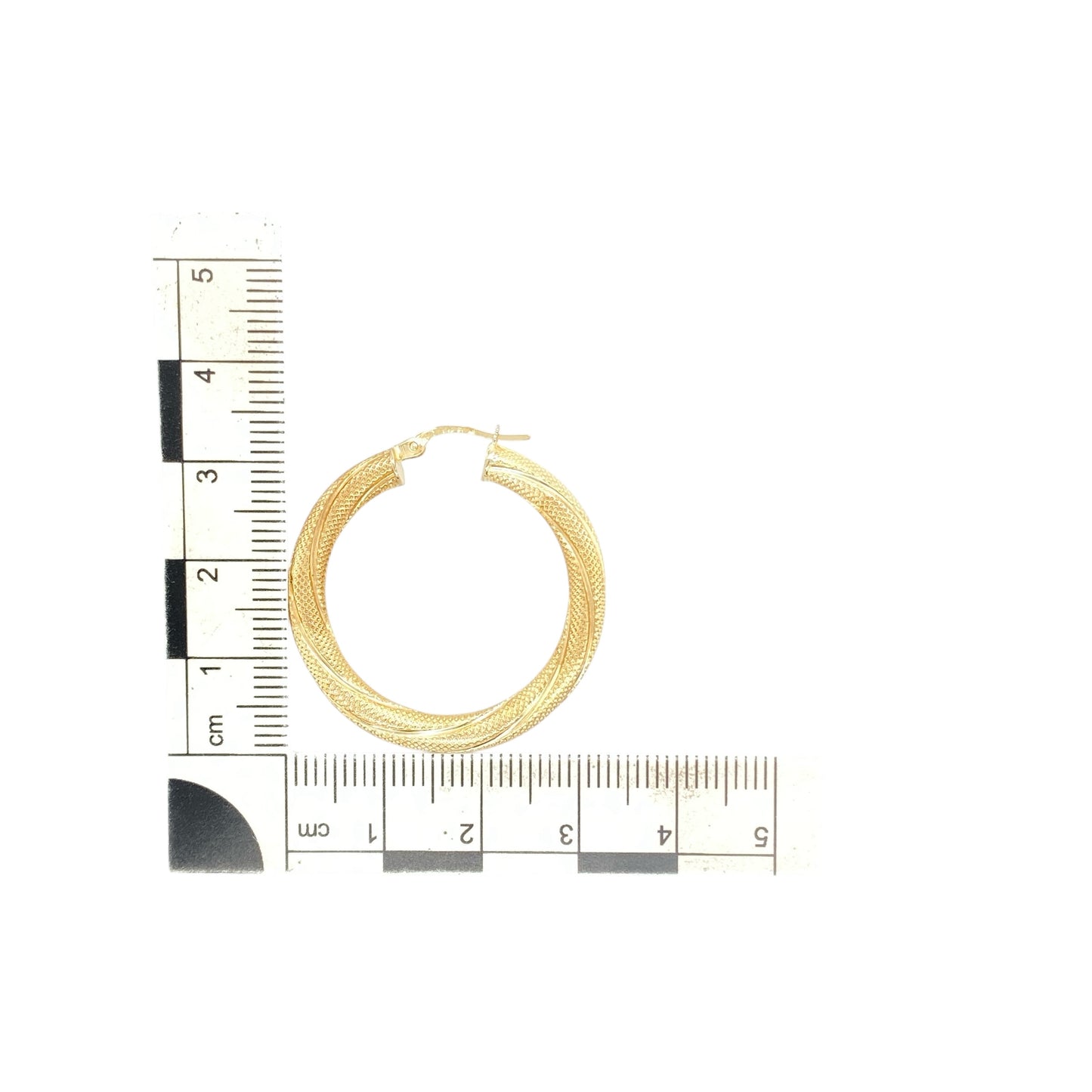 9ct Gold Textured Twisted Hoop Creole Earrings