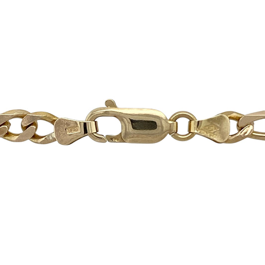 Bring bold elegance and classic Italian style to your collection with this pre-owned 9ct yellow gold Figaro chain, a timeless design with substantial weight and presence.
Design: The necklace features a 20-inch Figaro chain with 5mm wide alternating long and short links, creating a distinctive and sophisticated look.
Material: Made from 9-carat yellow gold, the polished finish enhances the chain’s traditional pattern and offers a radiant golden shine.