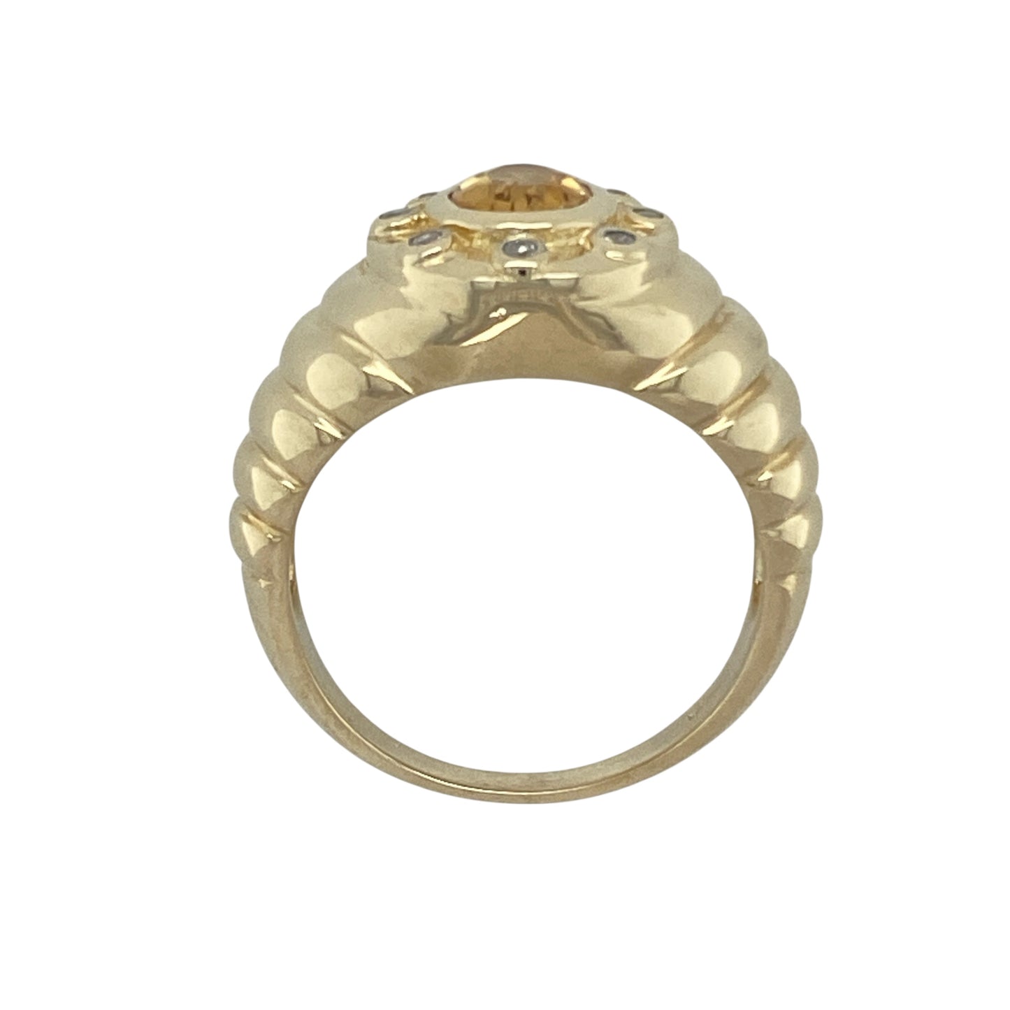 9ct Gold Diamond & Citrine Set Signet Ring
