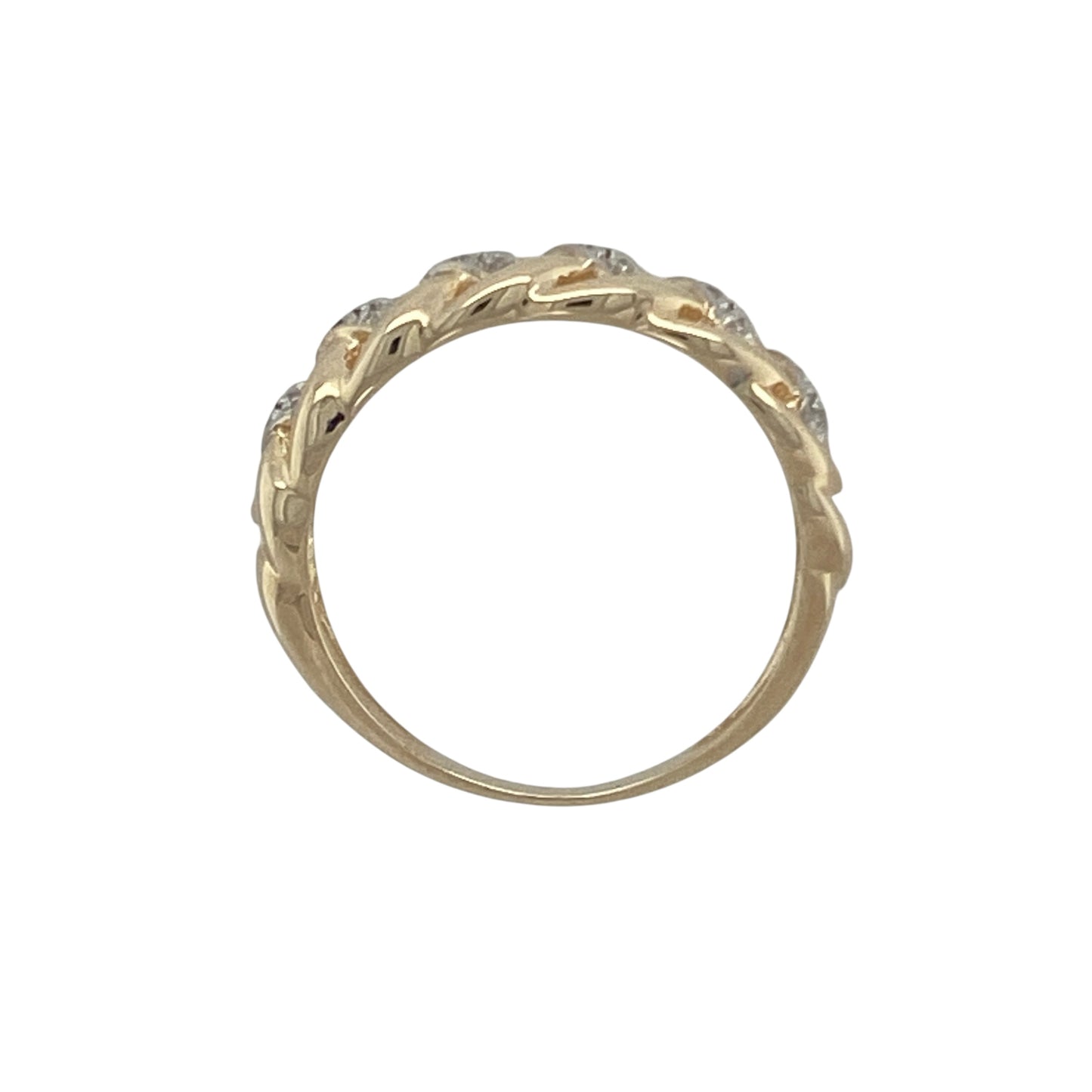 9ct Gold & Diamond Set Plaited Band Ring