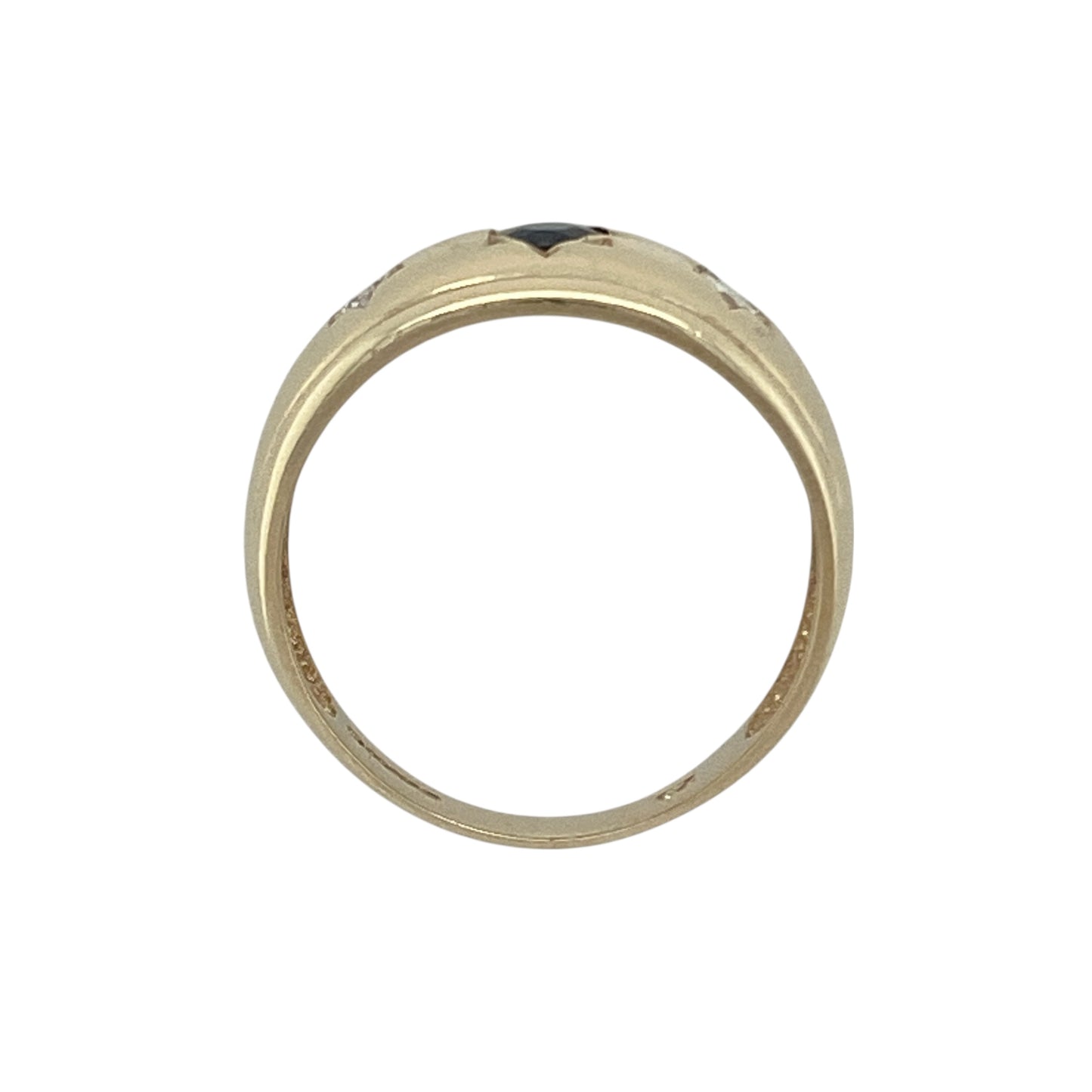 9ct Gold & Black and White Cubic Zirconia Stones Set Wide Band Ring