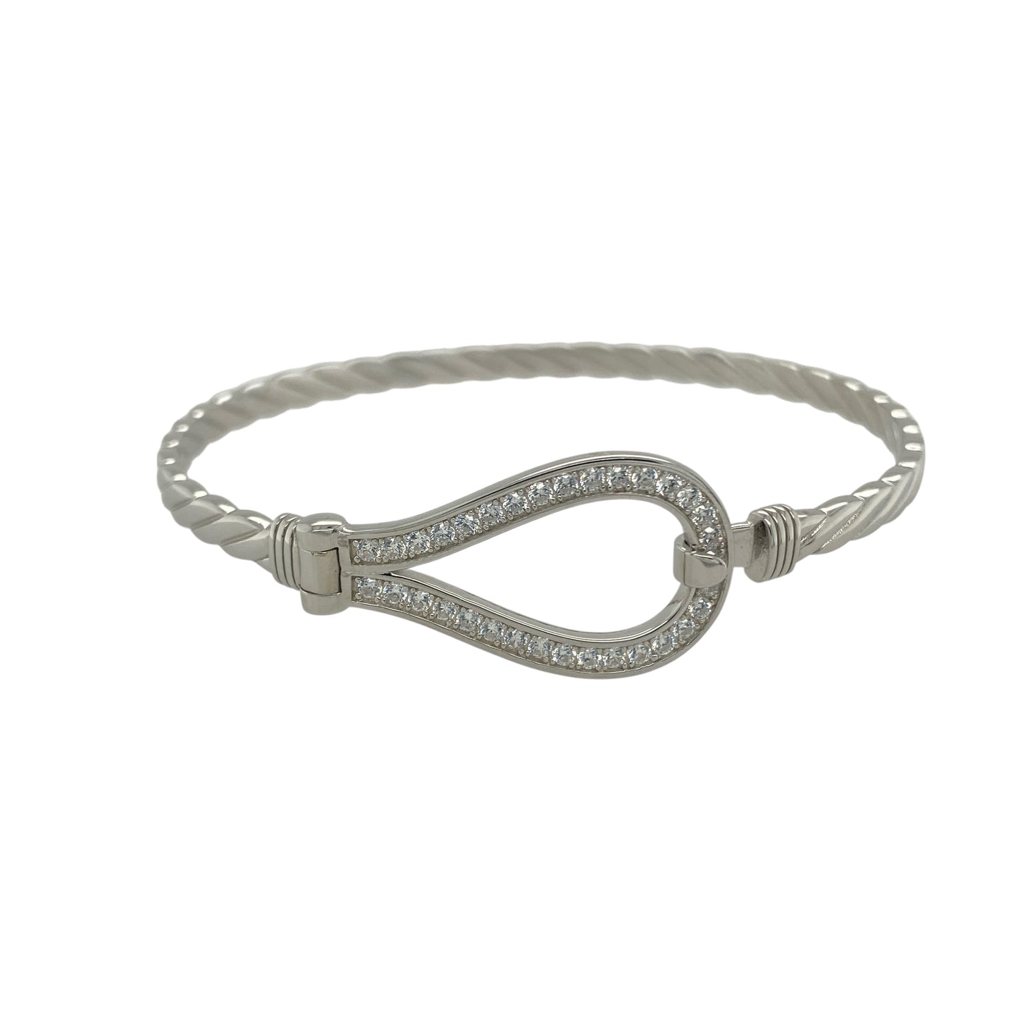 New 925 Silver & Cubic Zirconia Set Horseshoe Bangle