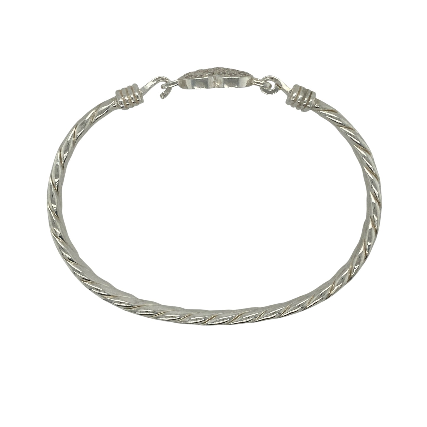 New 925 Silver & Cubic Zirconia Set Heart Bangle