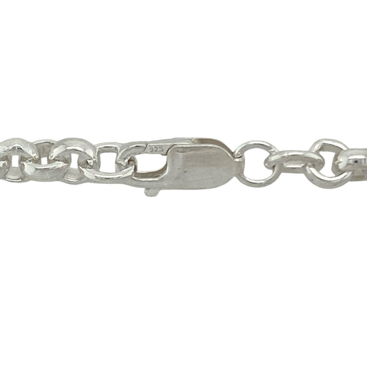 Bring bold sophistication and timeless appeal to your collection with this new solid 925 silver belcher chain, a substantial design that makes a strong statement.
Design: The chain measures 22 inches in length with 5mm wide round belcher links, offering a classic and eye-catching look with impressive presence.
Material: Made from solid 925 sterling silver, the polished finish enhances the bold link design and gives the piece a bright, luxurious shine.