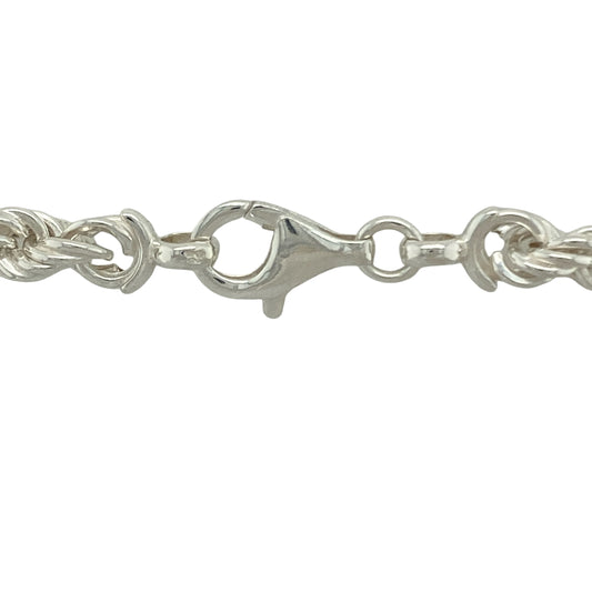 Bring bold shine and intricate texture to your collection with this new 925 silver rope chain, a classic design with timeless appeal and luxurious presence.
Design: The chain measures 30 inches in length with 7mm wide twisted rope links, creating a distinctive and eye-catching design that reflects the light beautifully.
Material: Made from solid 925 sterling silver, the polished finish enhances the rope texture and adds brilliant shine.