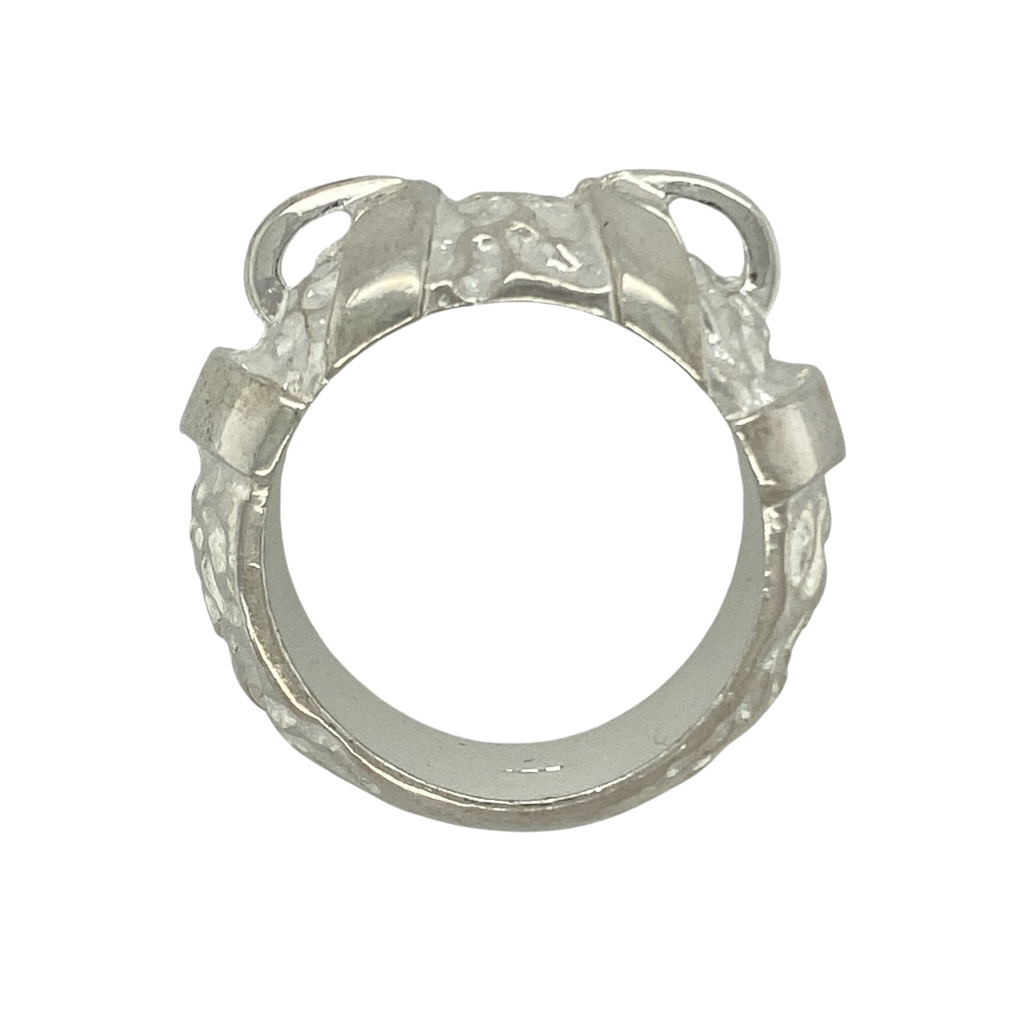 New Solid 925 Silver Double Buckle Patterned Ring