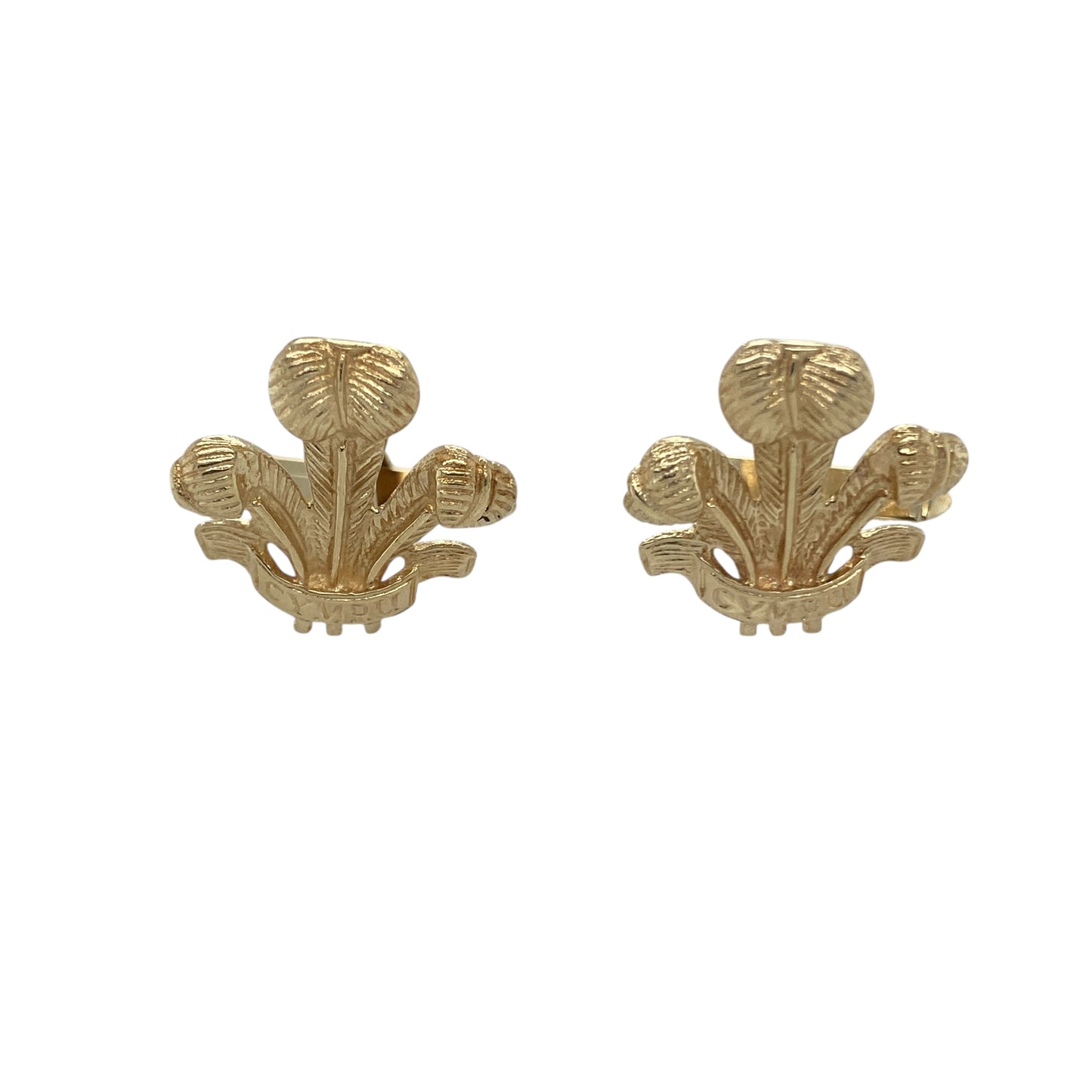9ct Gold Welsh Three Feathers Cufflinks