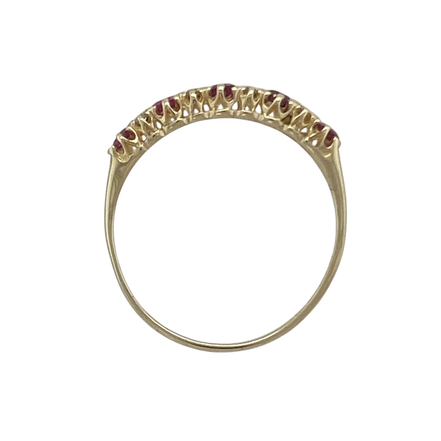 9ct Gold Diamond & Ruby Set Band Ring