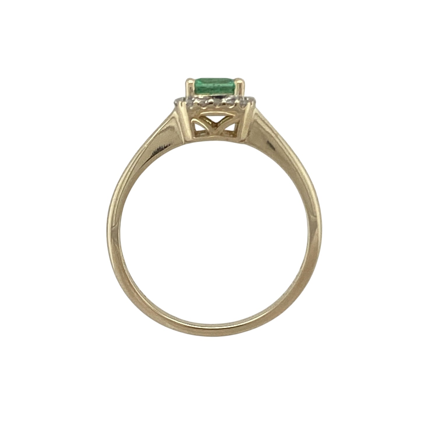 14ct Gold Diamond & Emerald Set Halo Ring