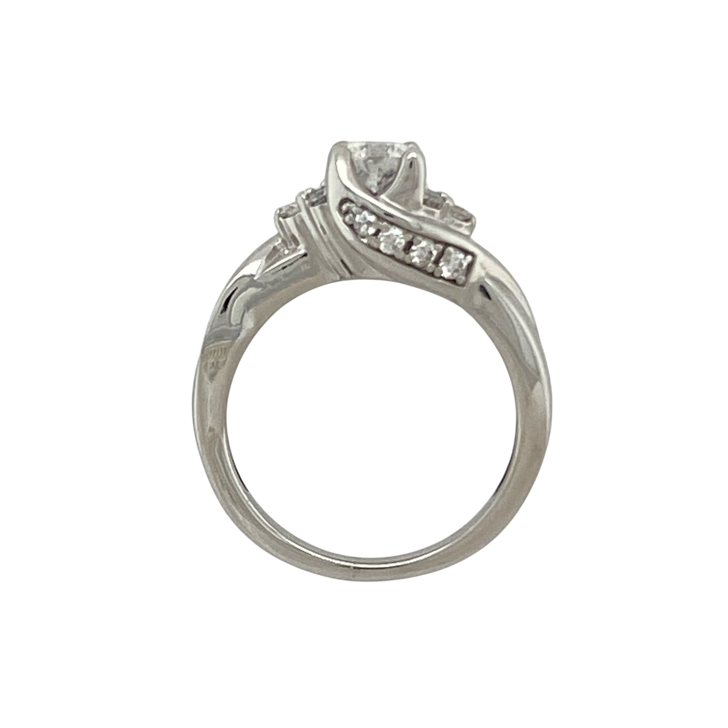 9ct White Gold & Diamond Set Twist Solitaire Ring