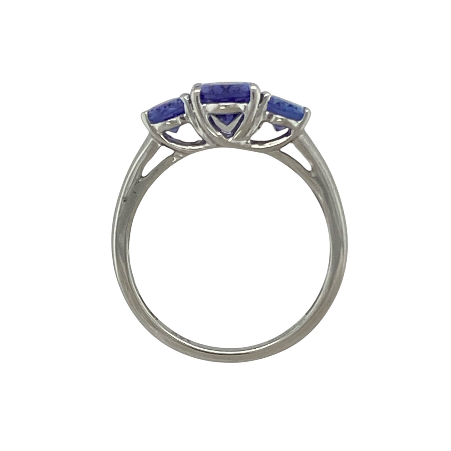 14ct White Gold & Tanzanite Set Oval Trilogy Ring