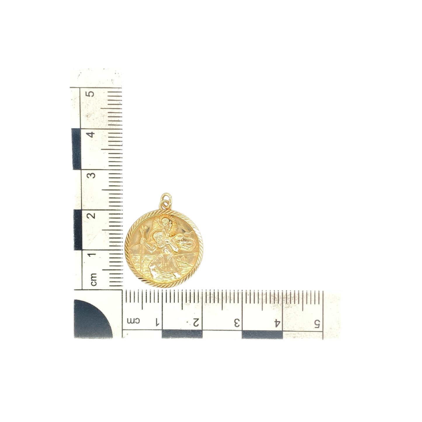 9ct Gold St Christopher Round Pendant