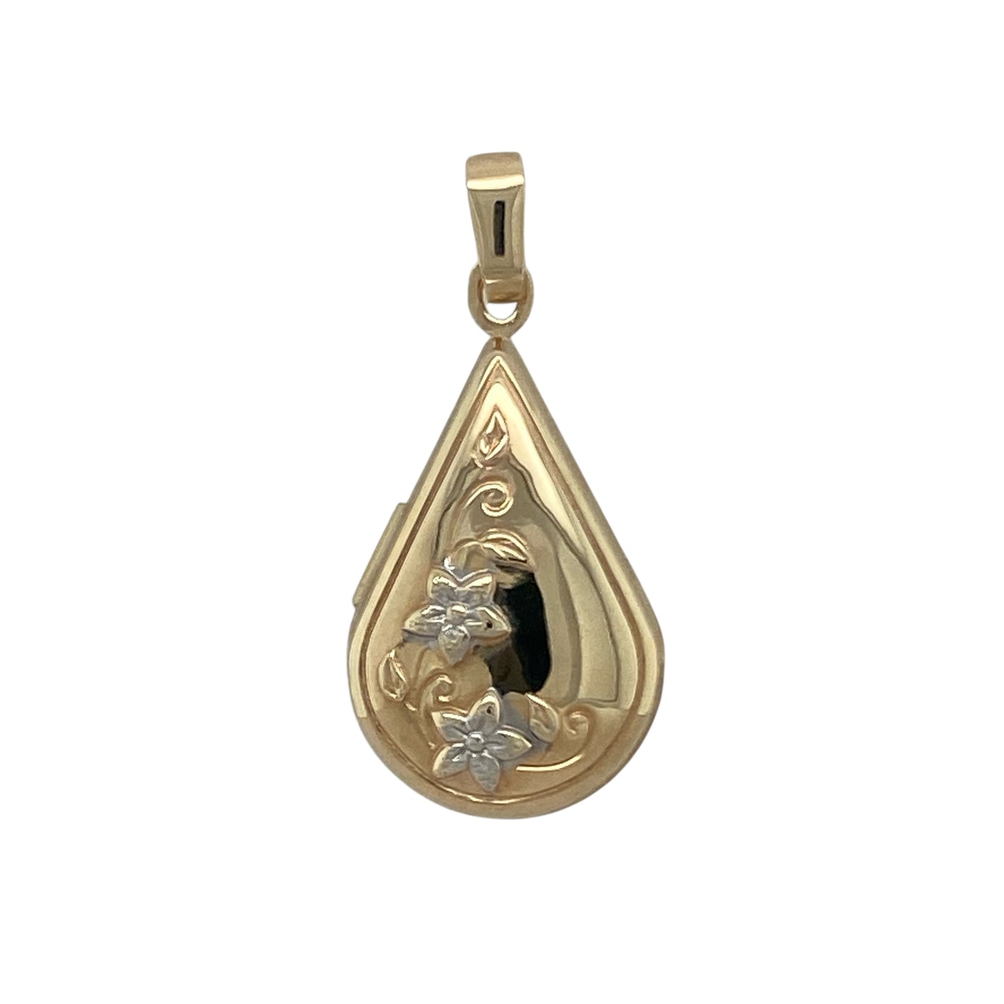 9ct Gold Flower Patterned Teardrop Locket