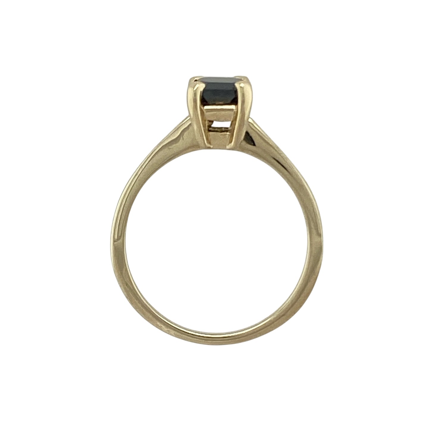 9ct Gold & Black Diamond Set Emerald Cut Solitaire Ring