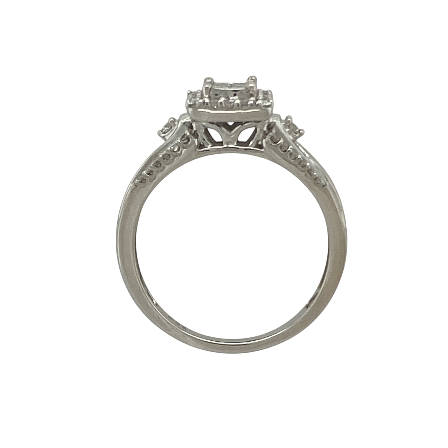 9ct White Gold & Diamond Set Halo Ring