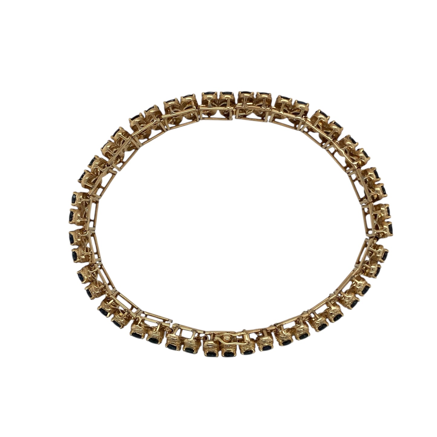 14ct Gold Diamond & Sapphire Set 7" Bracelet