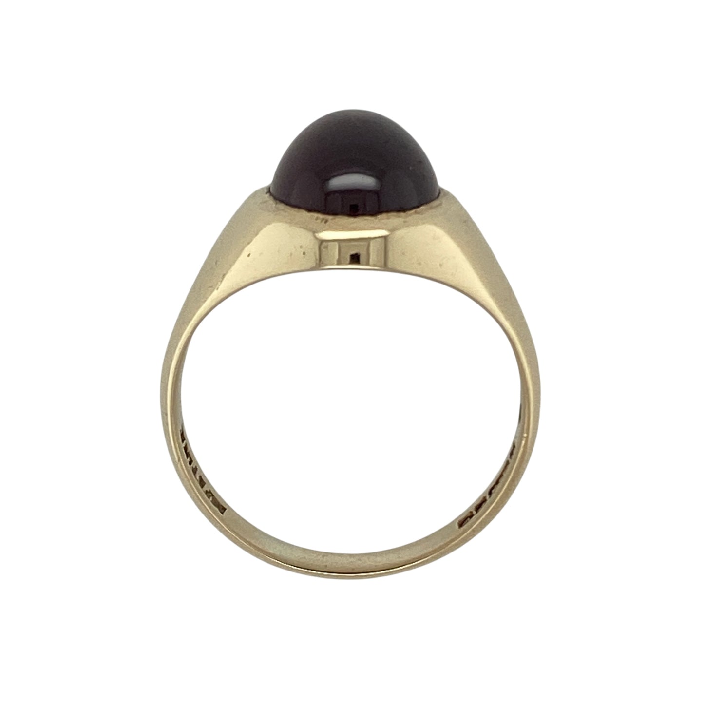 9ct Gold & Red Stone Set Oval Signet Ring