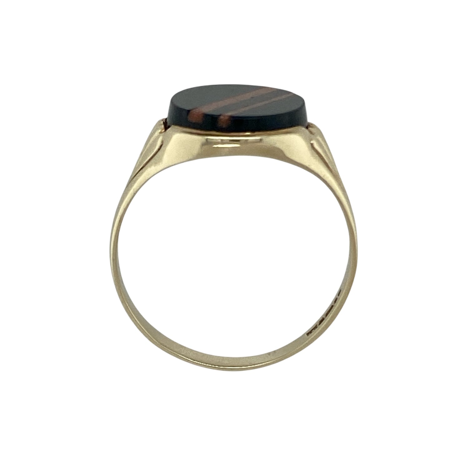 9ct Gold Onyx & Sandstone Set Oval Signet Ring