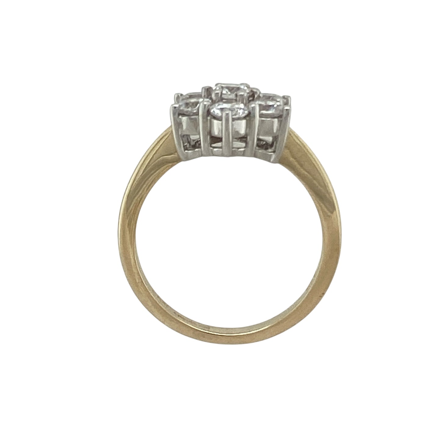 14ct Gold & Cubic Zirconia Set Flower Cluster Ring