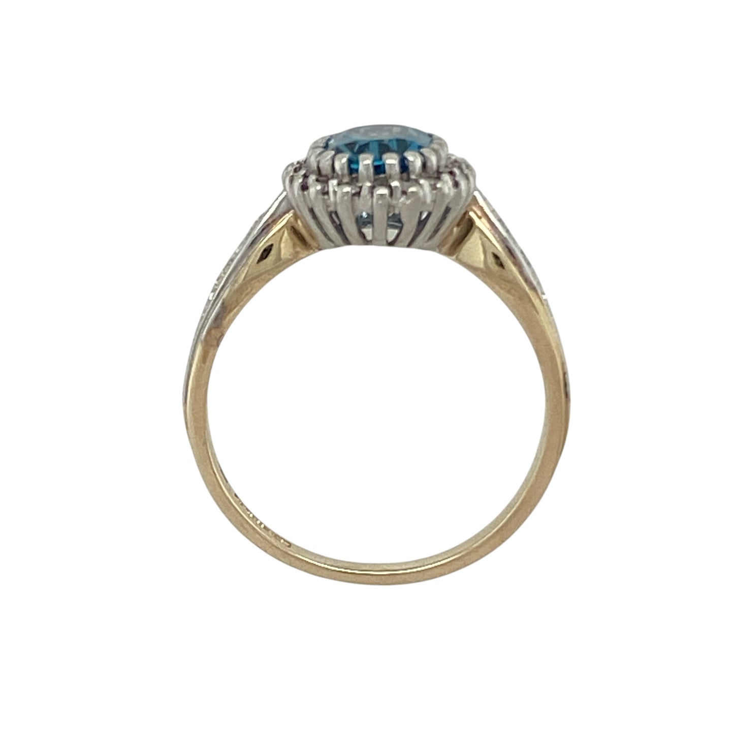 9ct Gold Diamond & Blue Topaz Set Cluster Ring