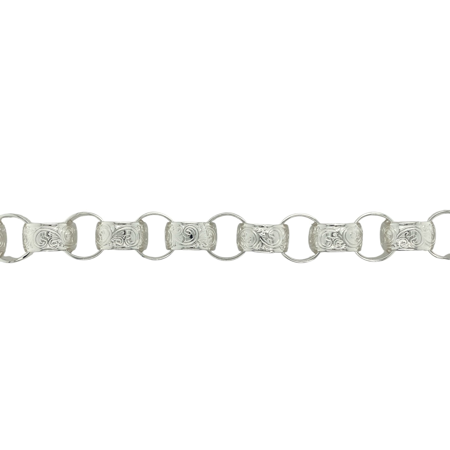 New 925 Silver 9.5" Patterned Belcher Bracelet