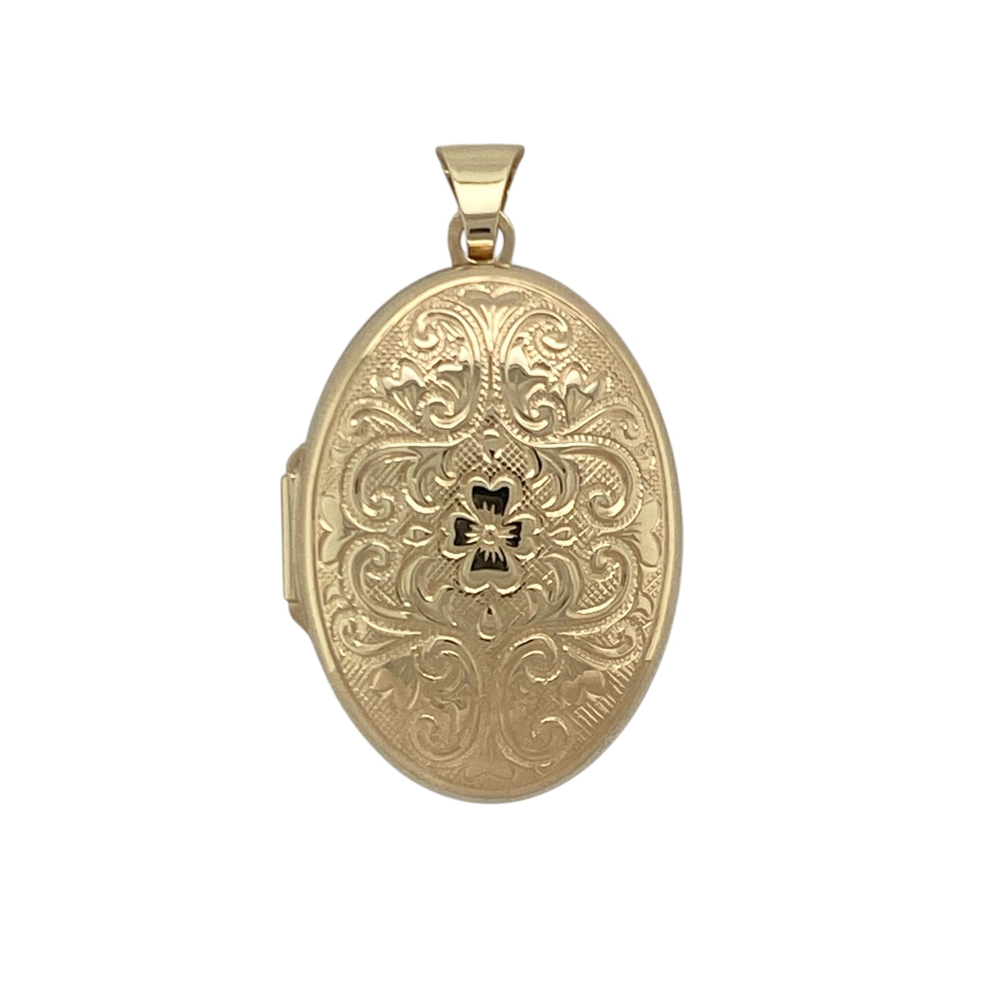 9ct Gold Patterned Oval Locket