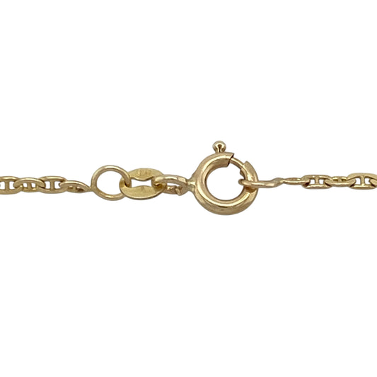 Bring classic style and everyday elegance to your jewellery collection with this pre-owned 9ct yellow gold anchor chain—perfect for wearing alone or pairing with a pendant.
Design: The chain features a traditional anchor link design with 1.5mm-wide links, offering a refined look and smooth, flexible movement that catches the light beautifully.
Material: Made from 9-carat yellow gold, the warm tone provides lasting shine and a timeless finish suitable for any style.