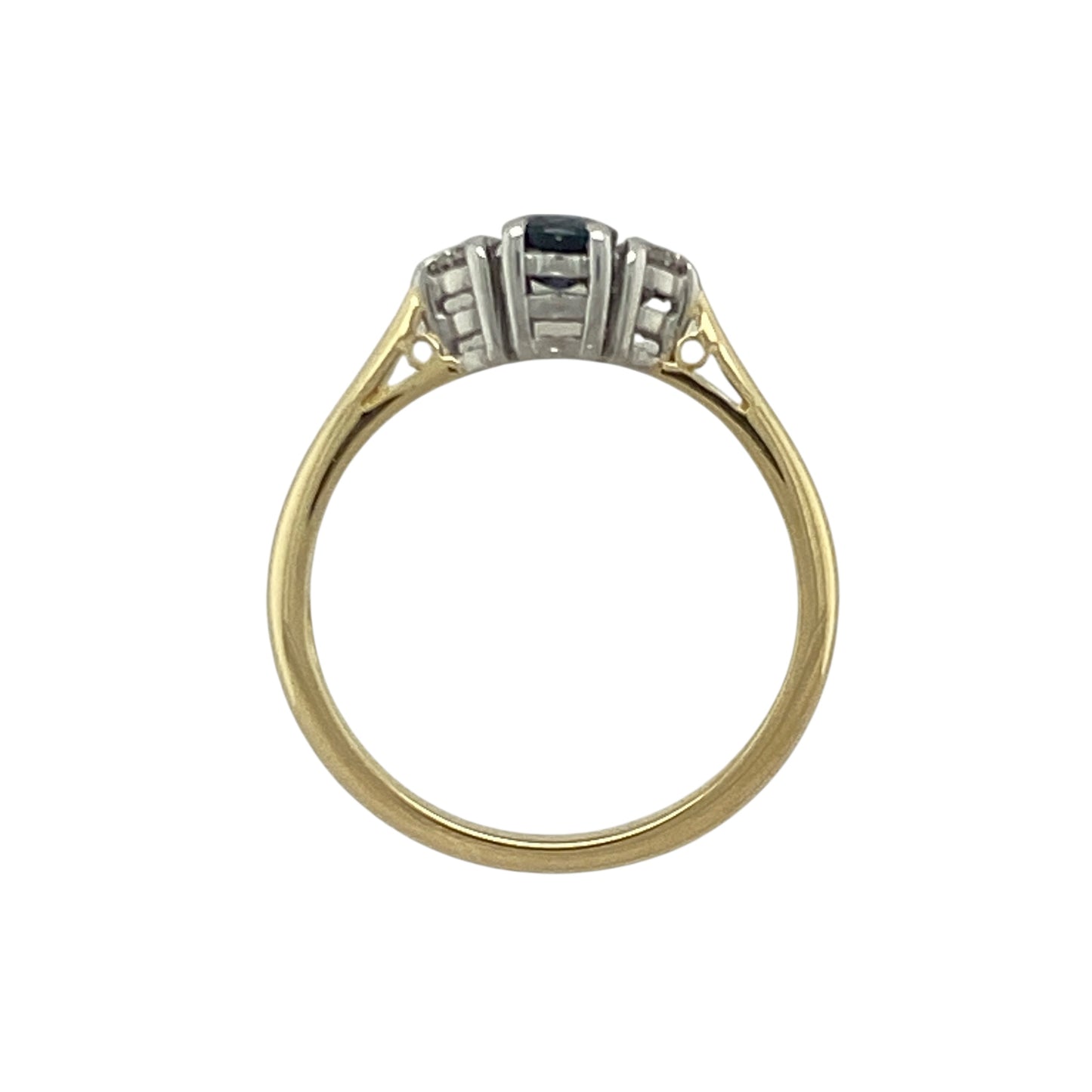 18ct Gold Diamond & Sapphire Set Trilogy Ring