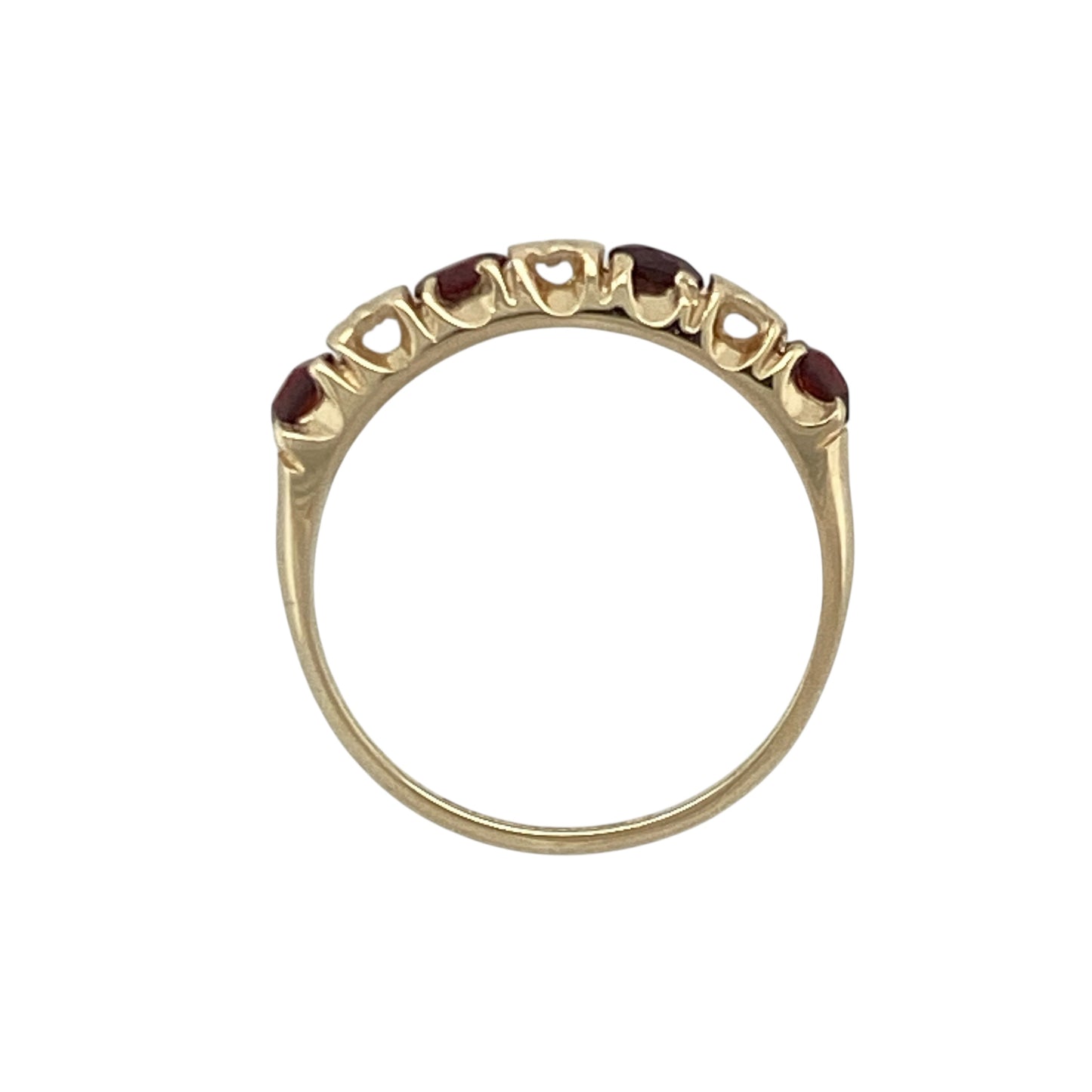 9ct Gold Diamond & Garnet Set Band Ring