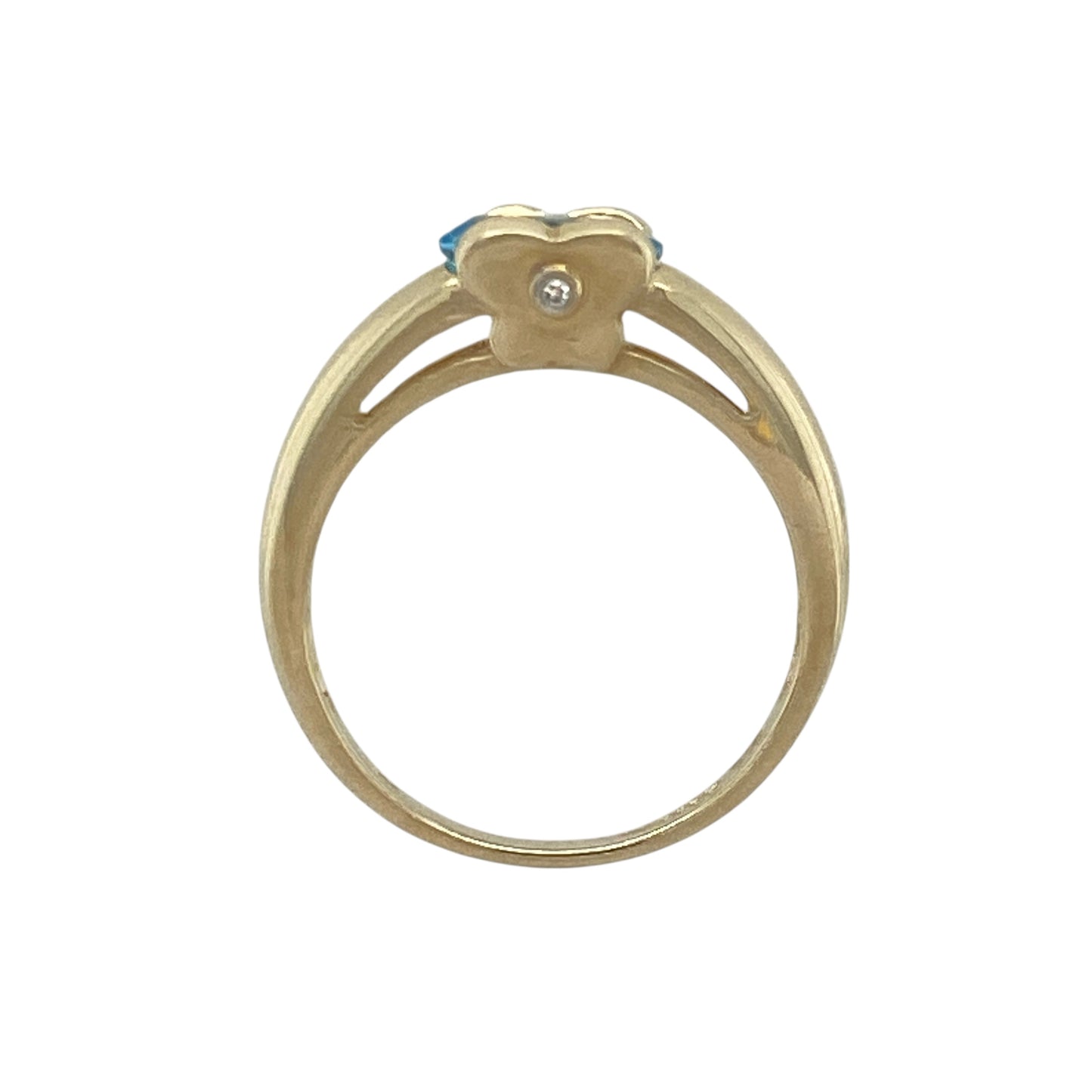 9ct Gold Diamond & Blue Topaz Set Butterfly Ring
