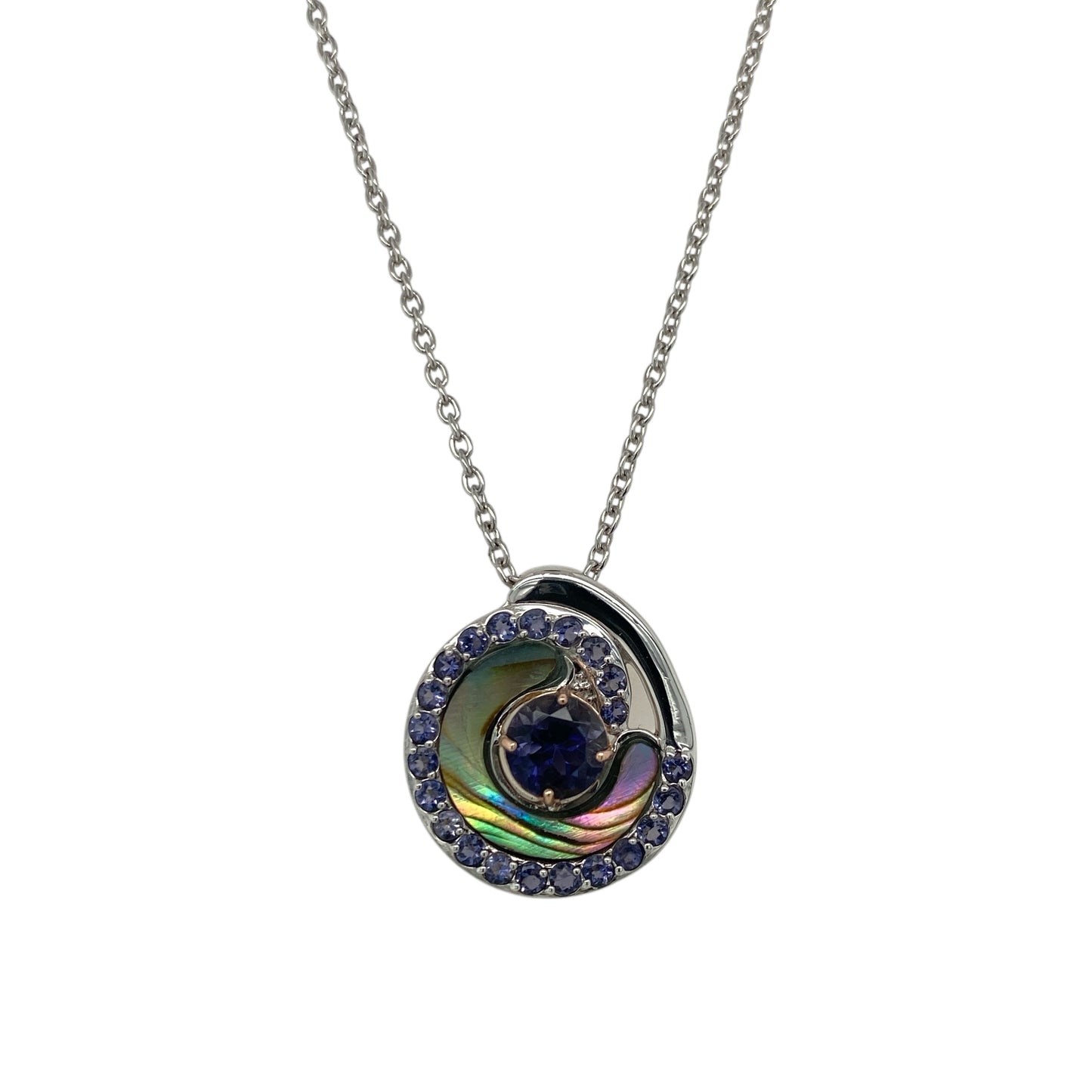 925 Silver & Iolite Set Ebb and Flow Abalones Clogau 18" - 22" Necklace