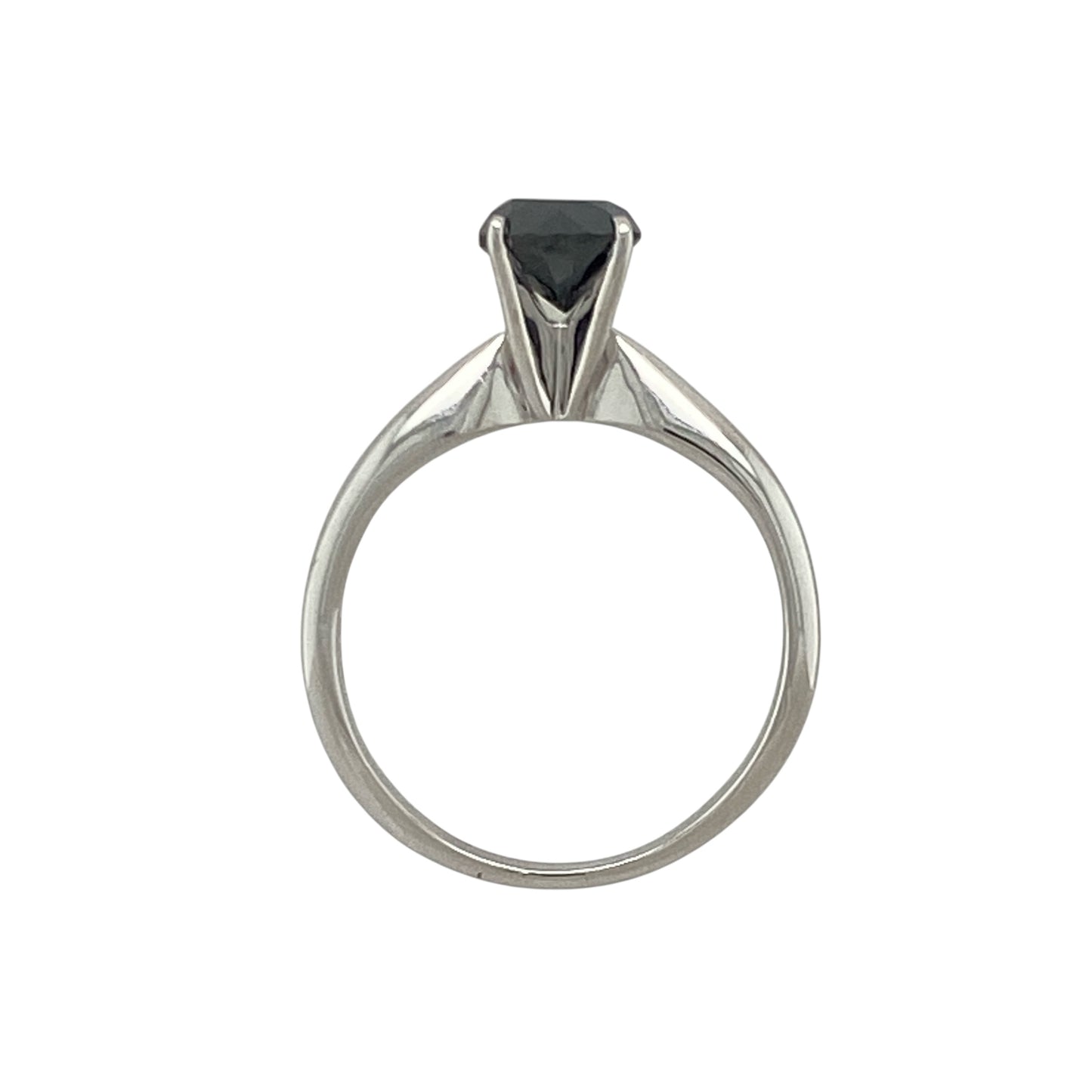 18ct White Gold & Black Diamond Set Solitaire Ring