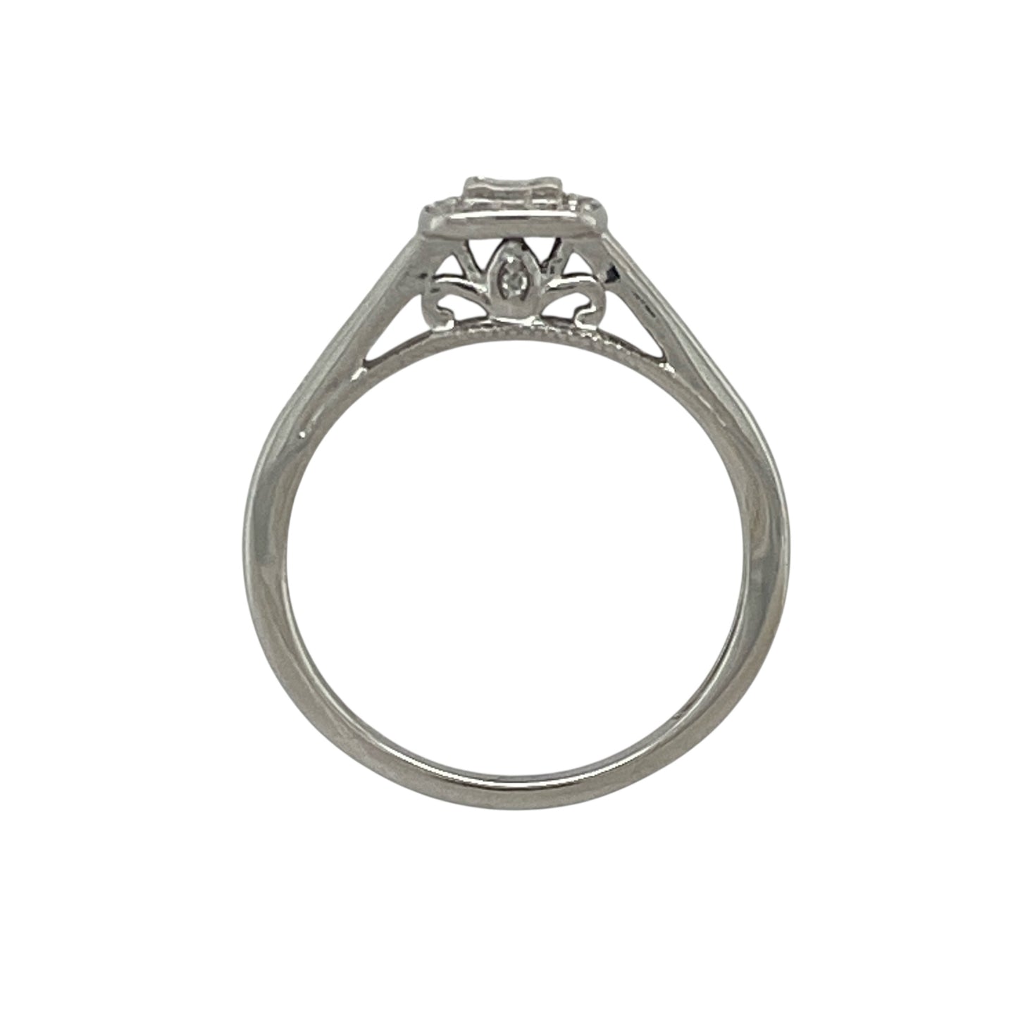 9ct White Gold & Diamond Set Princess Cut Halo Ring