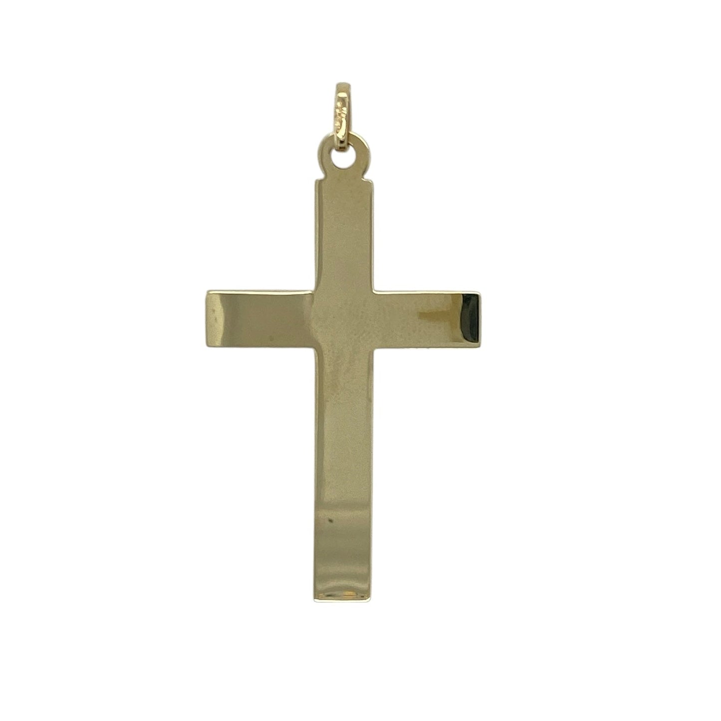Pre-owned 9ct Yellow Solid Gold Plain Cross Pendant with the weight 3.60 grams and the bail is 5mm by 3mm