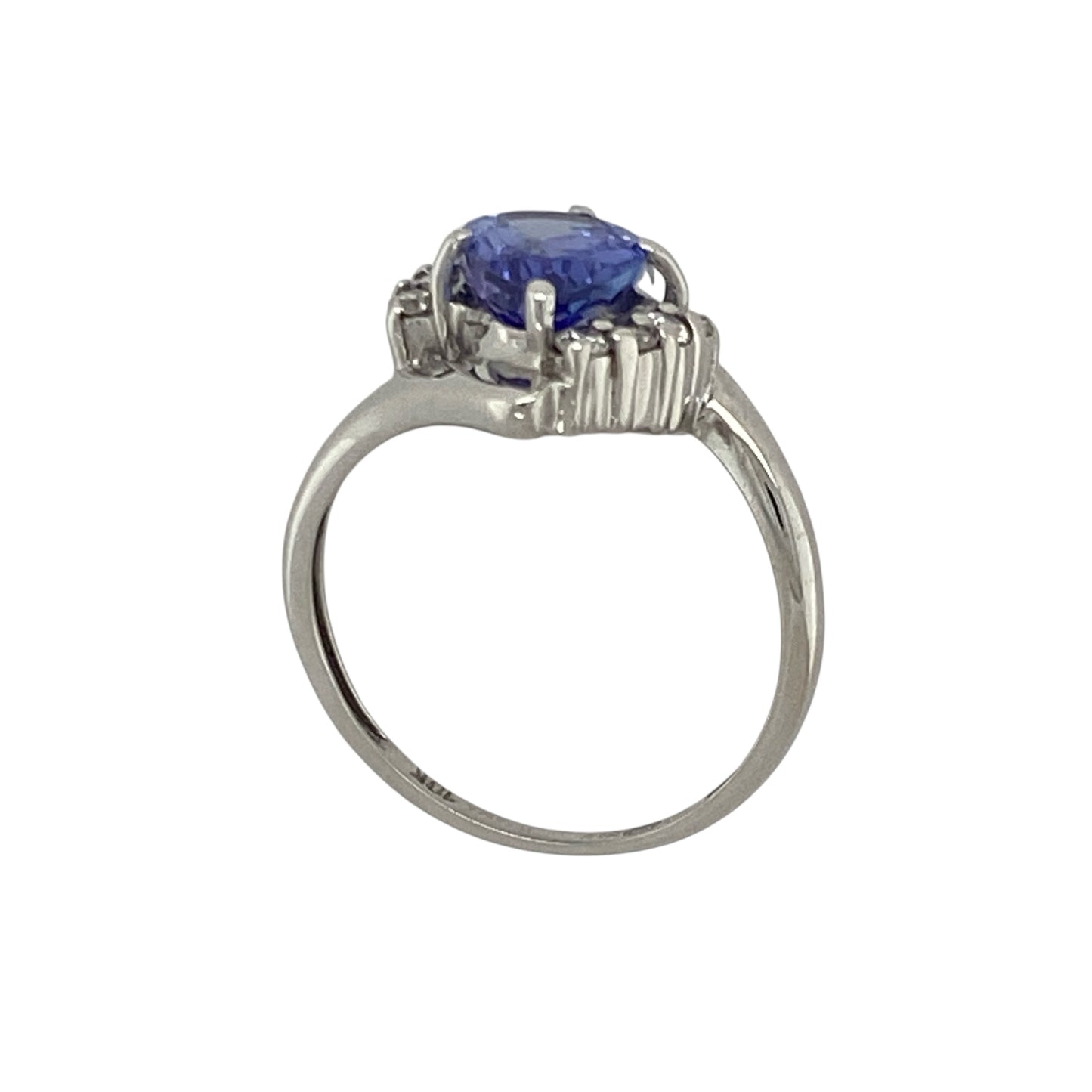 18ct White Gold Diamond & Tanzanite Set Teardrop Twist Ring