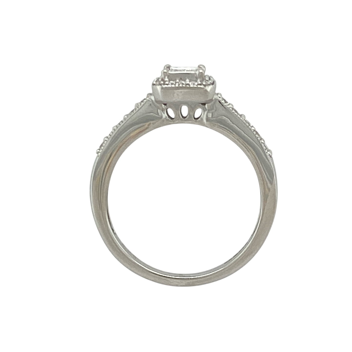9ct White Gold & Diamond Set Halo Cluster Ring
