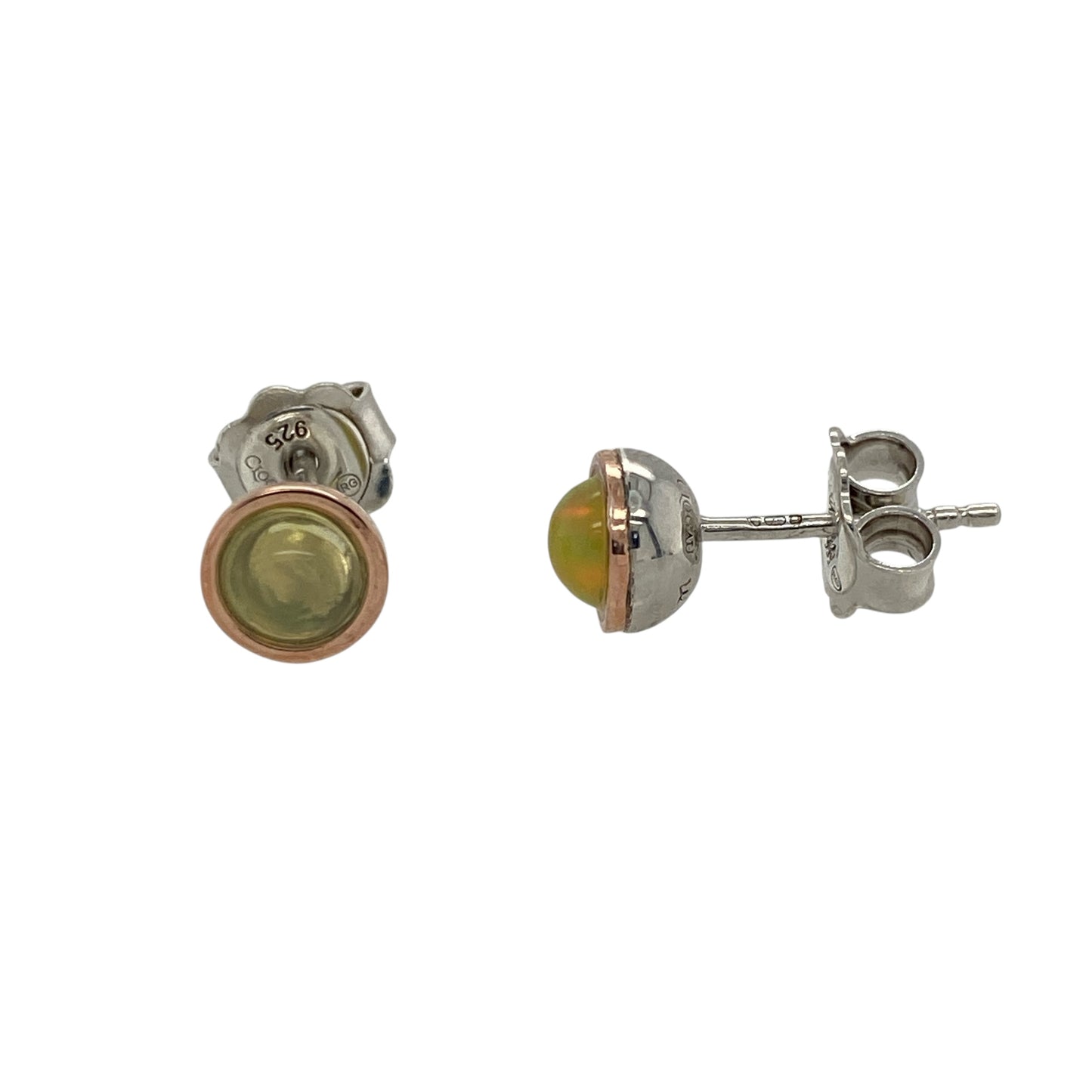 925 Silver & Yellow Stone Set Stud Earrings