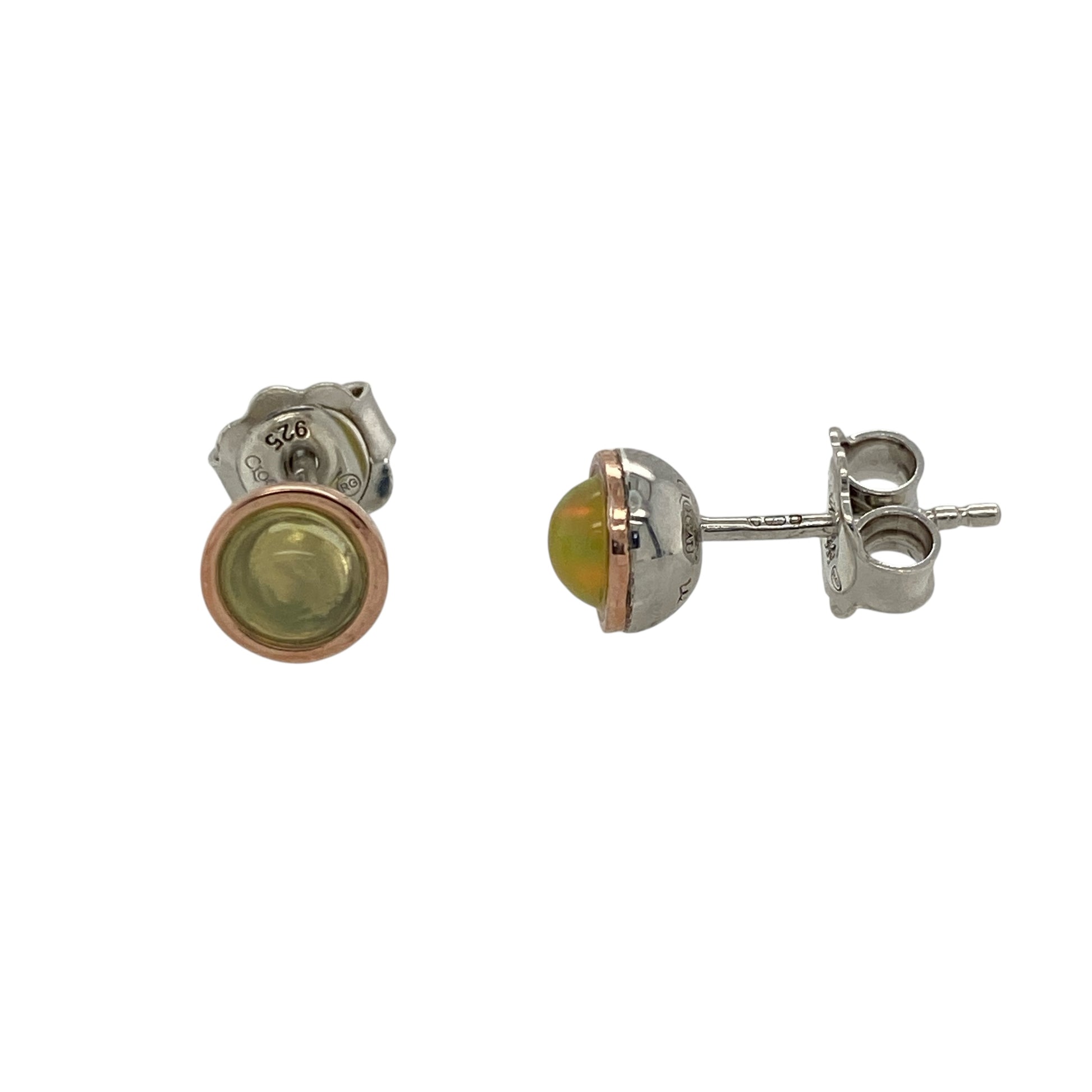 925 Silver & Yellow Stone Set Stud Earrings
