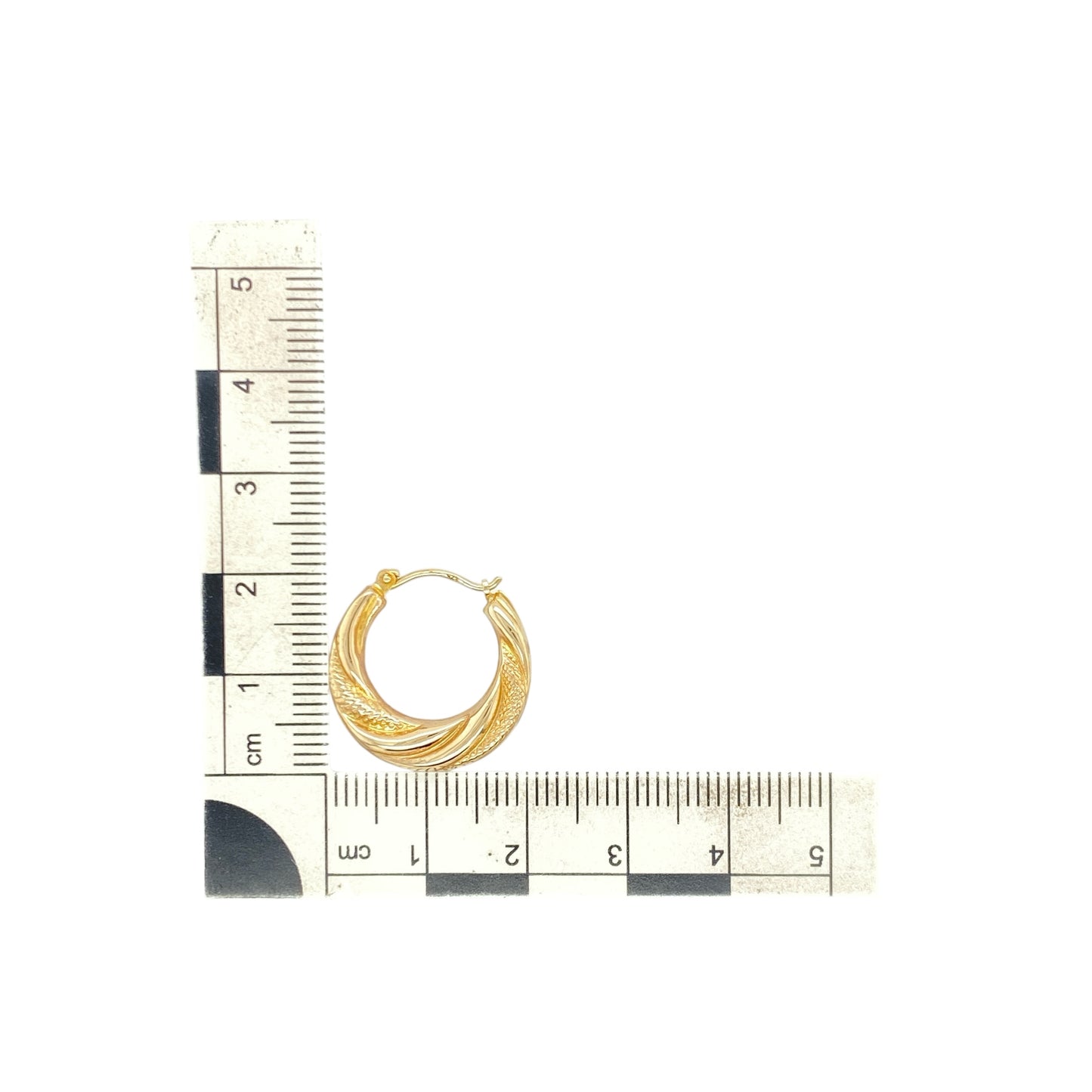 9ct Gold Patterned Twist Hoop Creole Earrings