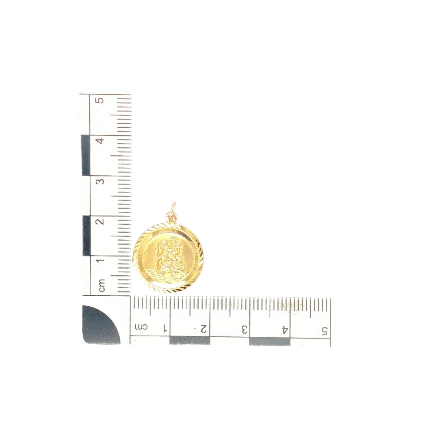 9ct Gold St Christopher Round Pendant