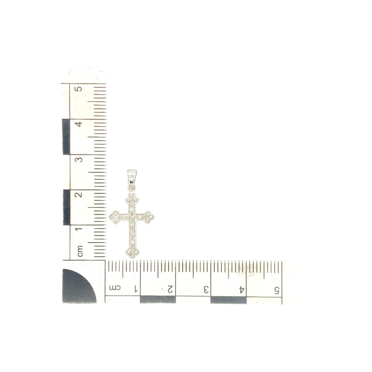 9ct White Gold & Diamond Set Cross Pendant
