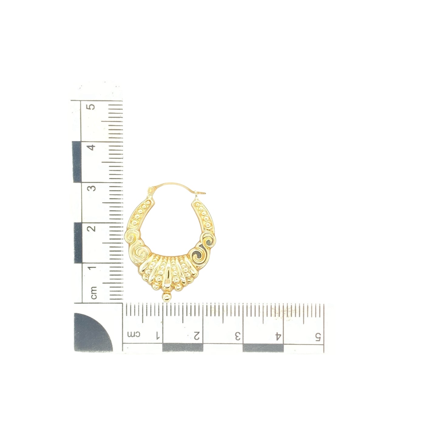 9ct Gold Fancy Patterned Creole Earrings