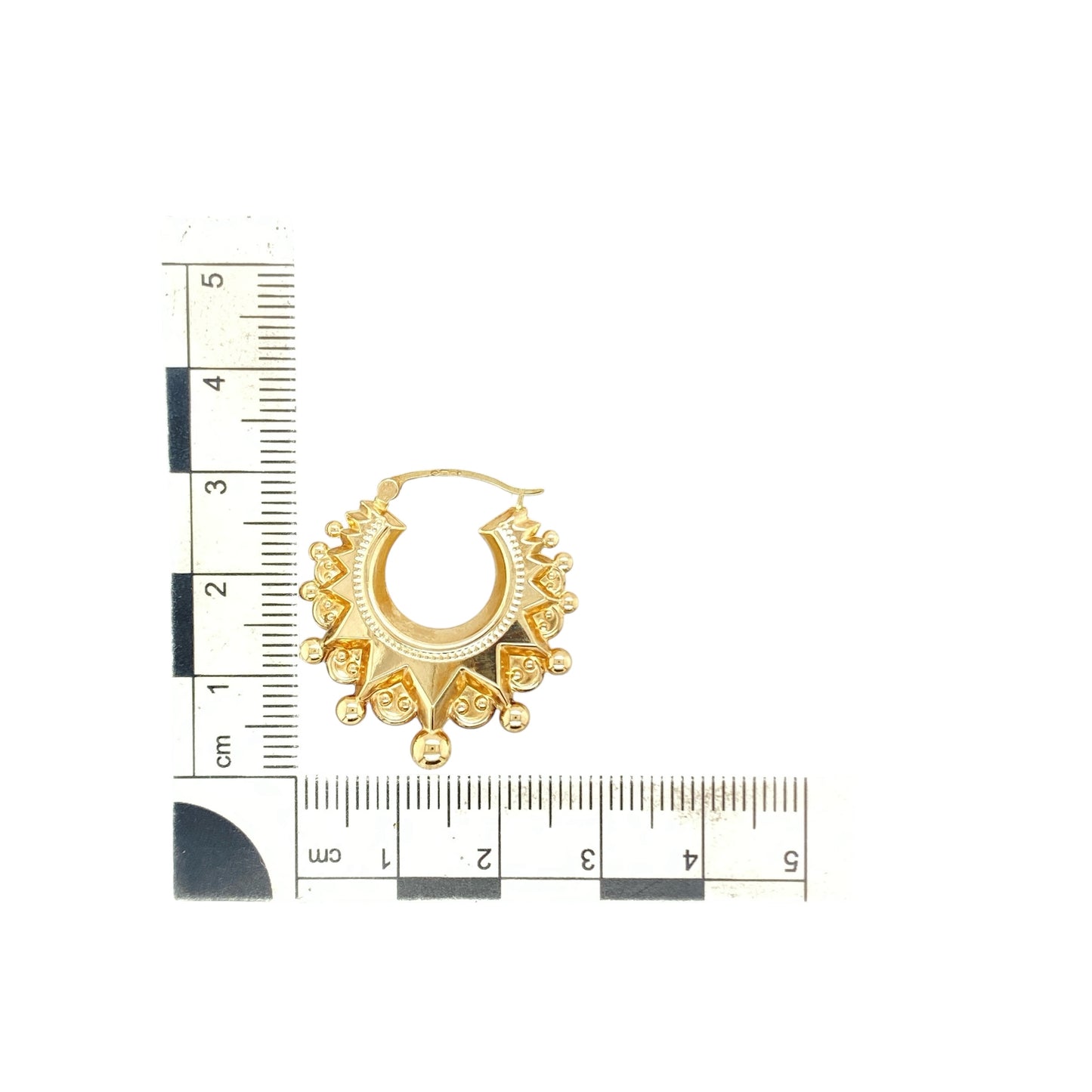 9ct Gold Fancy Patterned Hoop Creole Earrings