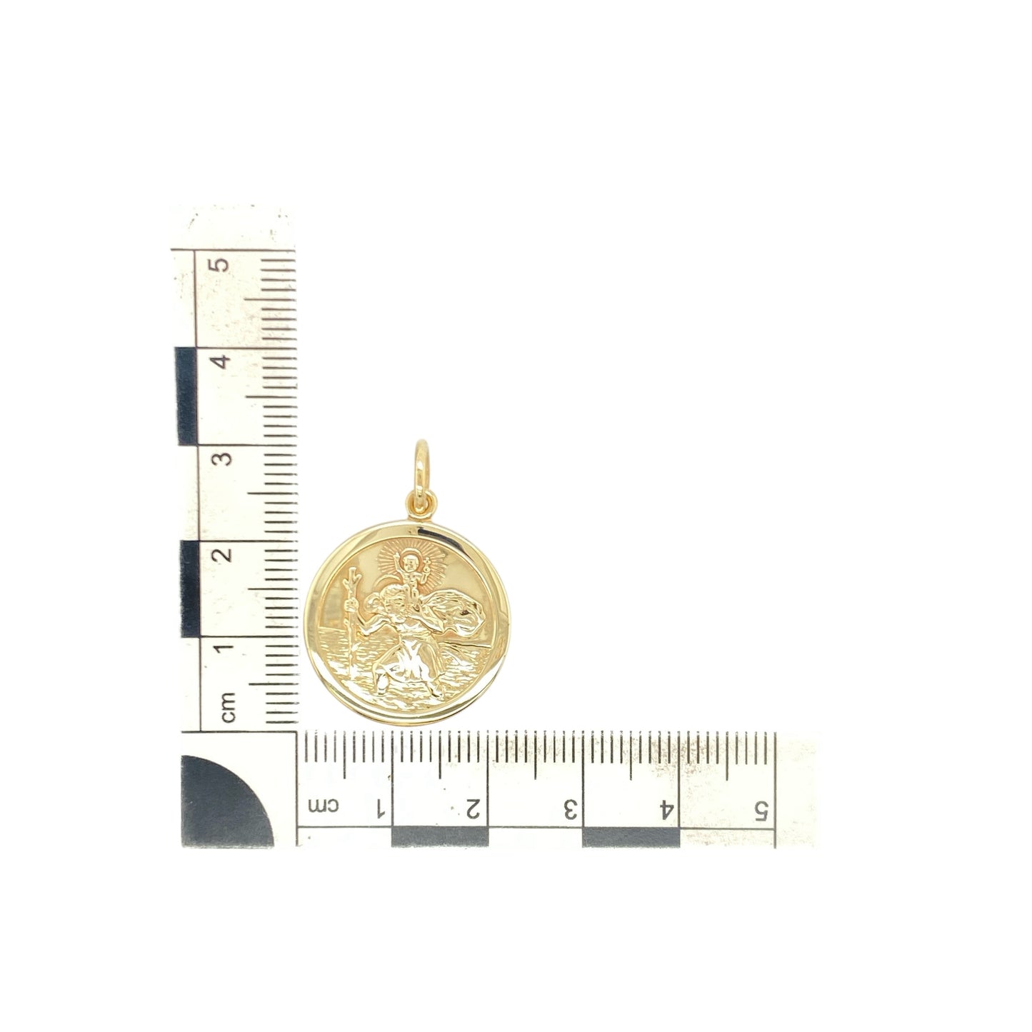 9ct Gold Round Double Sided St Christopher Pendant
