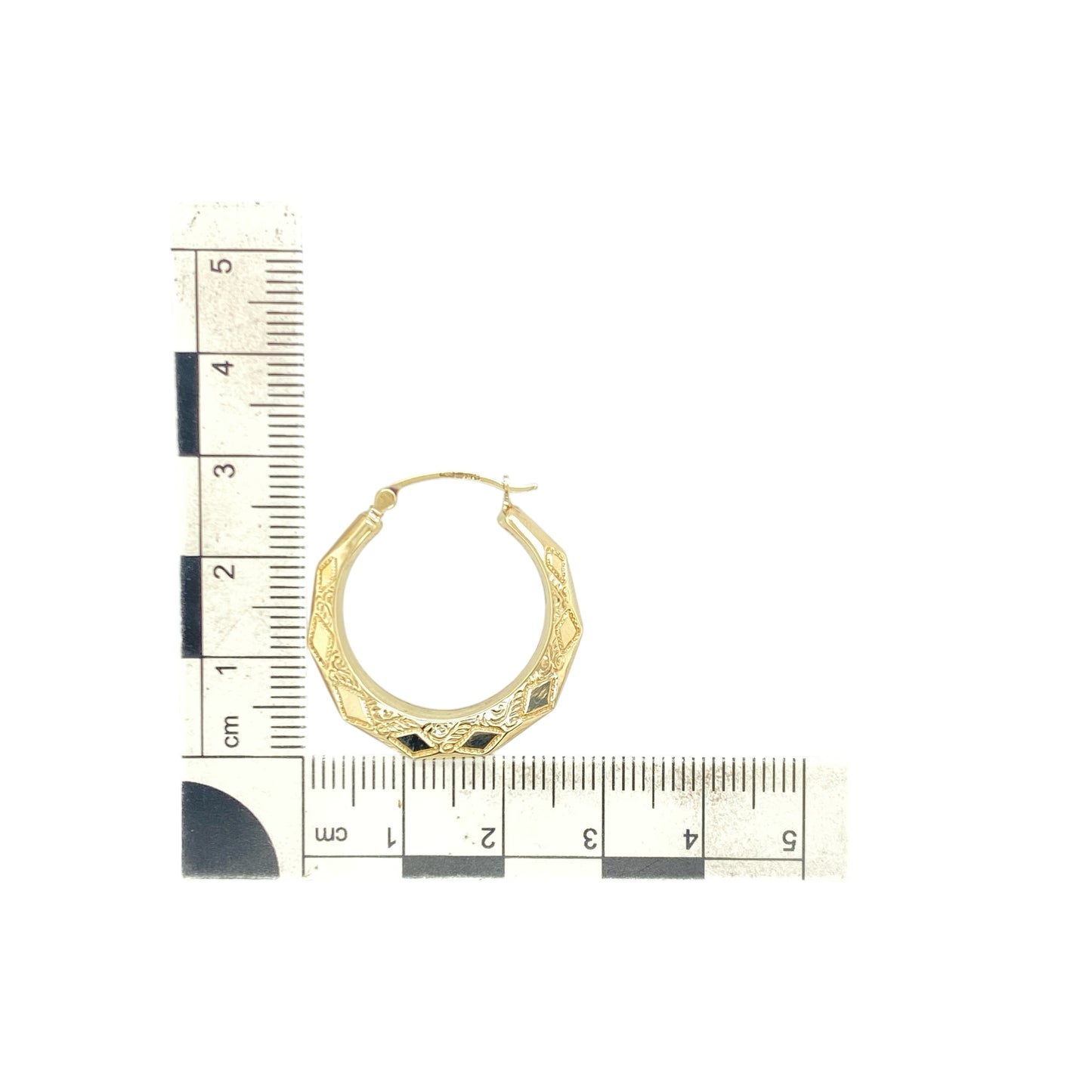 9ct Gold Patterned Hoop Creole Earrings