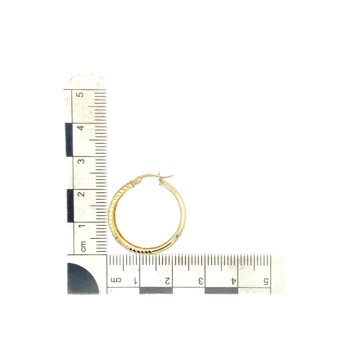 9ct Gold Half Patterned Hoop Creole Earrings