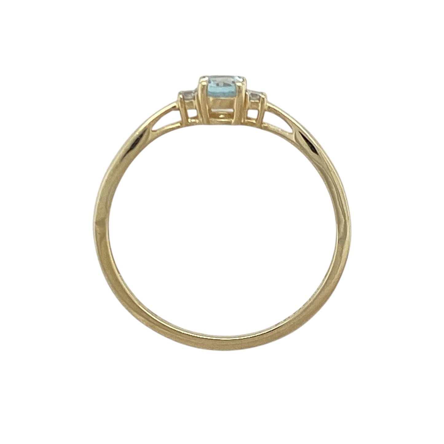 9ct Gold Diamond & Blue Topaz Set Trilogy Ring